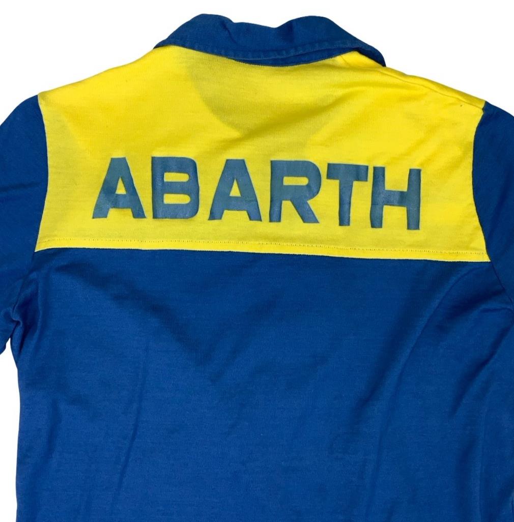 VTG 80s TORINO ABARTH RACING SPORTS BLUE YELLOW SHORT SLEEVED POLO SHIRT SMALL