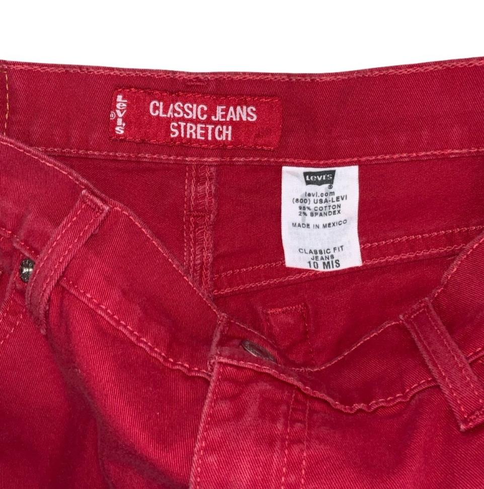 VTG 90s y2k LEVI'S RED LOW-RISE SUMMER HOLIDAY BEACH MOM DENIM SHORTS S 10
