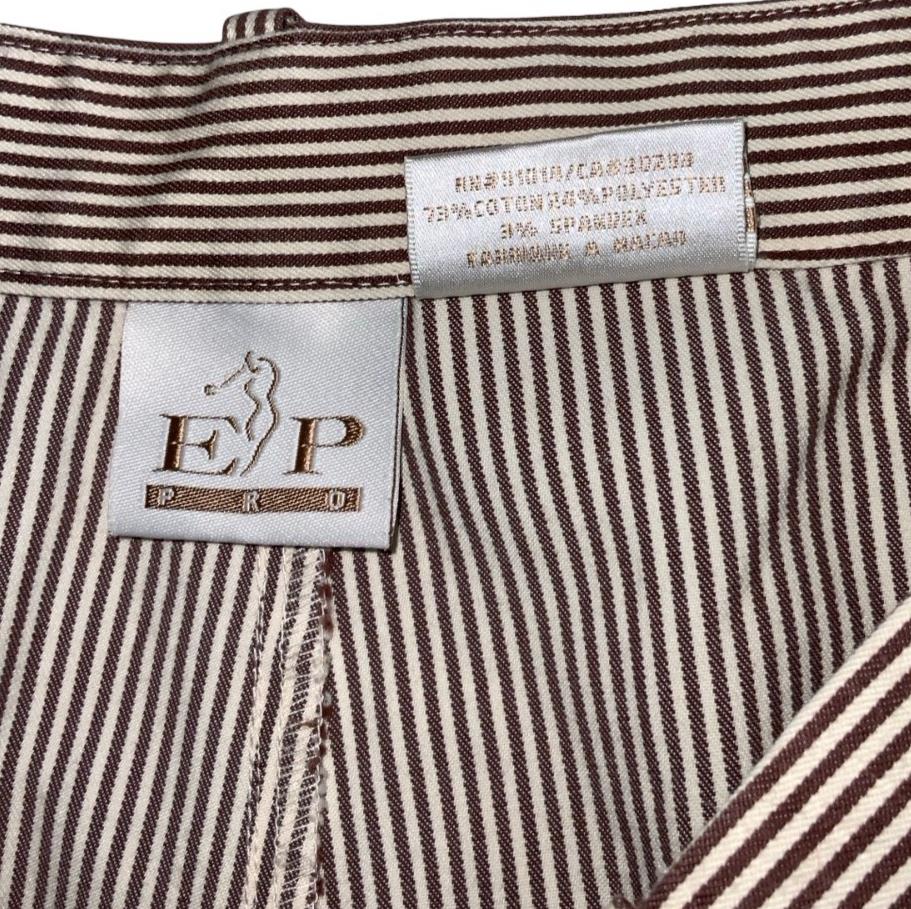 VTG 90s 'EP PRO' BROWN WHITE STRIPE MOM HIGH-WAIST GOLF SUMMER SHORTS SMALL 10