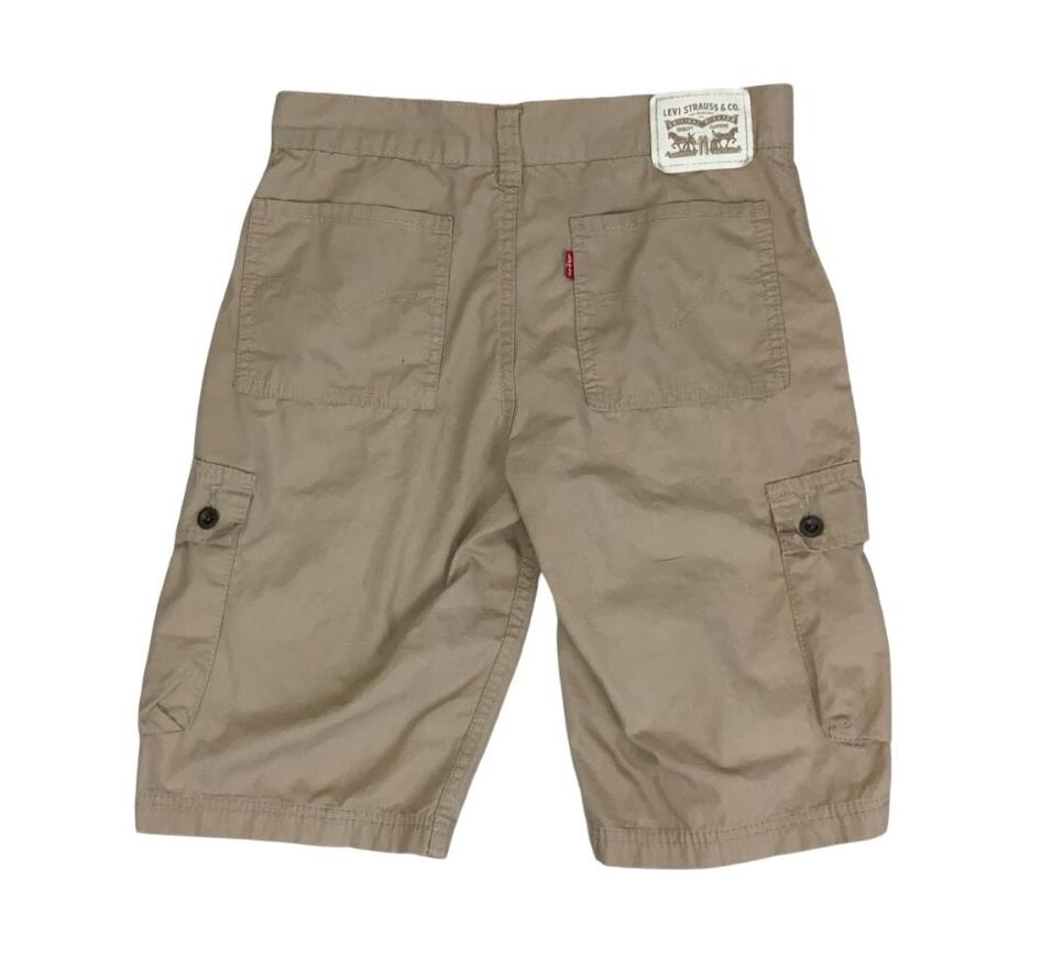 VTG 90s y2k 'LEVI'S' BEIGE CARGO RED TAB HIKING BEACH SUMMER MIDI SHORTS S