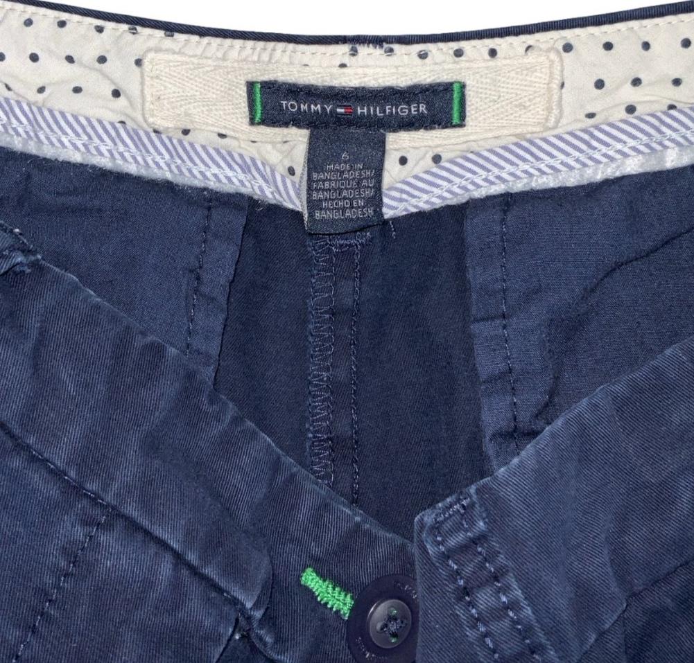 VTG 90s 'TOMMY HILFIGER' NAVY BLUE SUMMER BEACH HOT PANTS SHORT SHORTS S 10