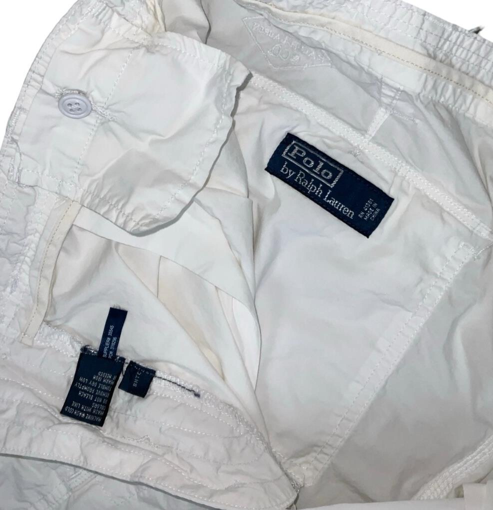 VTG 90s POLO by RALPH LAUREN WHITE CARGO BEACH SUMMER HOLIDAY SHORTS M 14