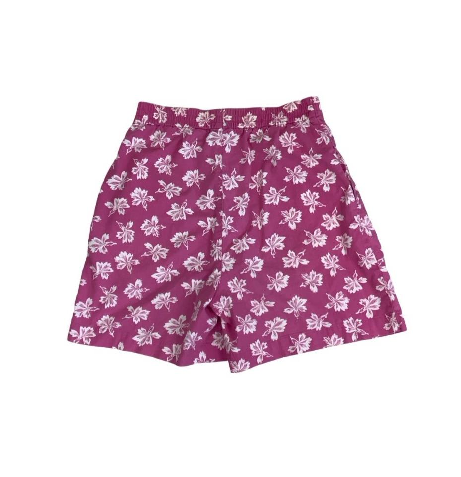 VTG y2k 'EDDIE BAUER' PINK WHITE LEAF PATTERN BEACH HOLIDAY SURF SHORTS S M