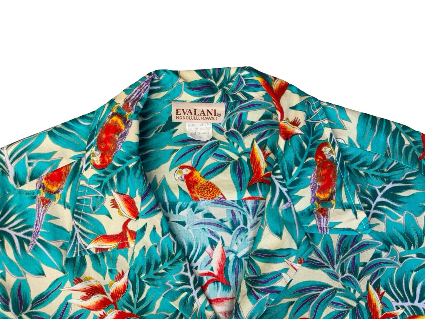 VTG EVALANI HAWAIIAN MADE ALOHA SHIRT COTTON TIKI ROCKABILLY HAWAII SURF L 42”