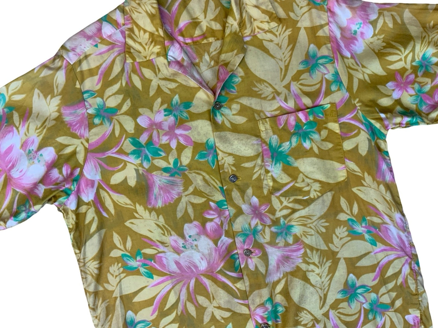 VTG 60s 70s HAWAIIAN MADE ALOHA SHIRT COTTON TIKI ROCKABILLY HAWAII SURF MEDIUM