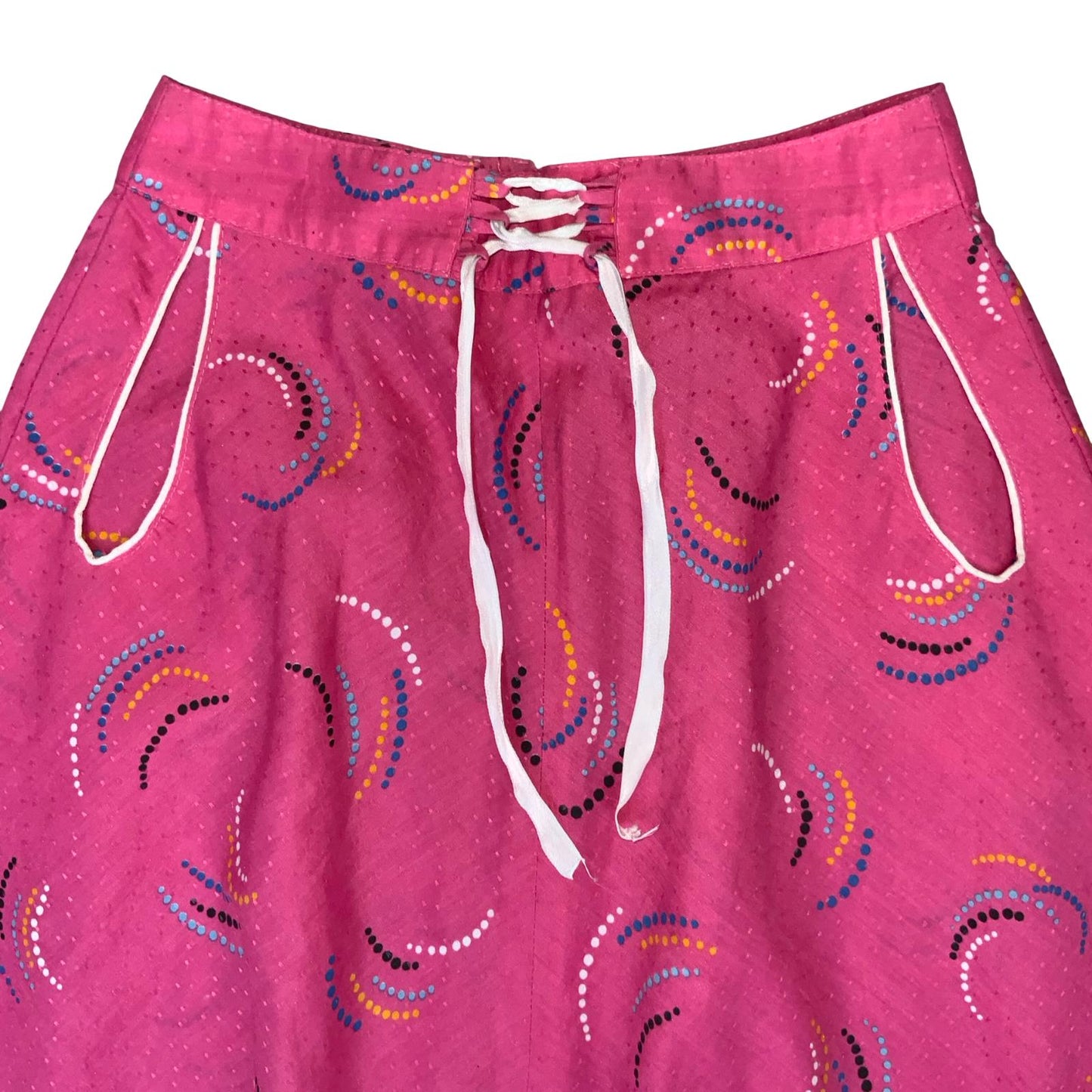 VTG 90s y2k PINK HIGH-WAISTED WHITE BLUE BLACK GEOMETRIC A-LINE SKIRT SMALL 8/10