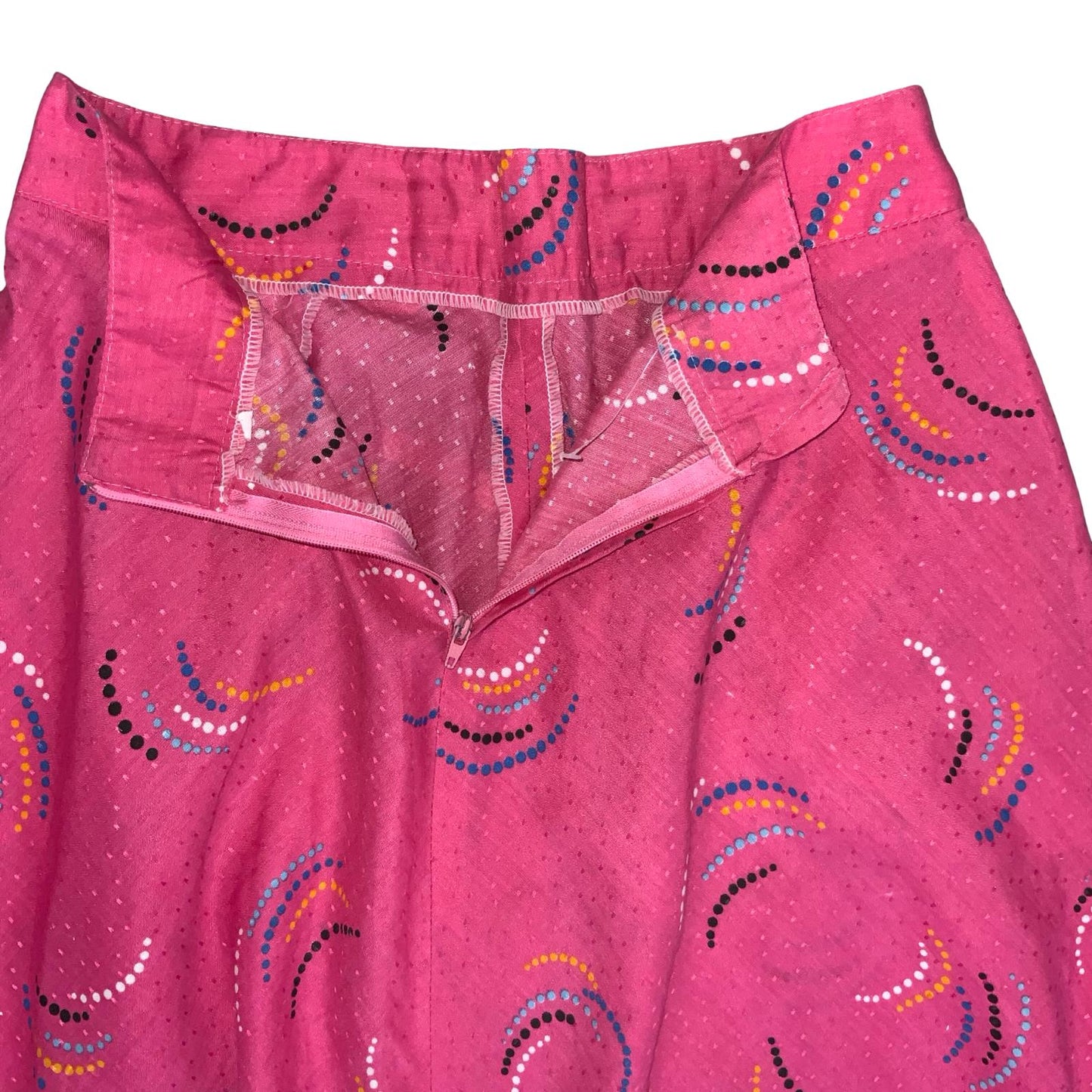 VTG 90s y2k PINK HIGH-WAISTED WHITE BLUE BLACK GEOMETRIC A-LINE SKIRT SMALL 8/10