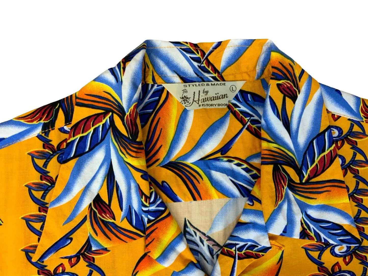 VTG HAWAIIAN HISTORY BOOK HAWAIIAN MADE ALOHA SHIRT COTTON TIKI ROCKABILLY M