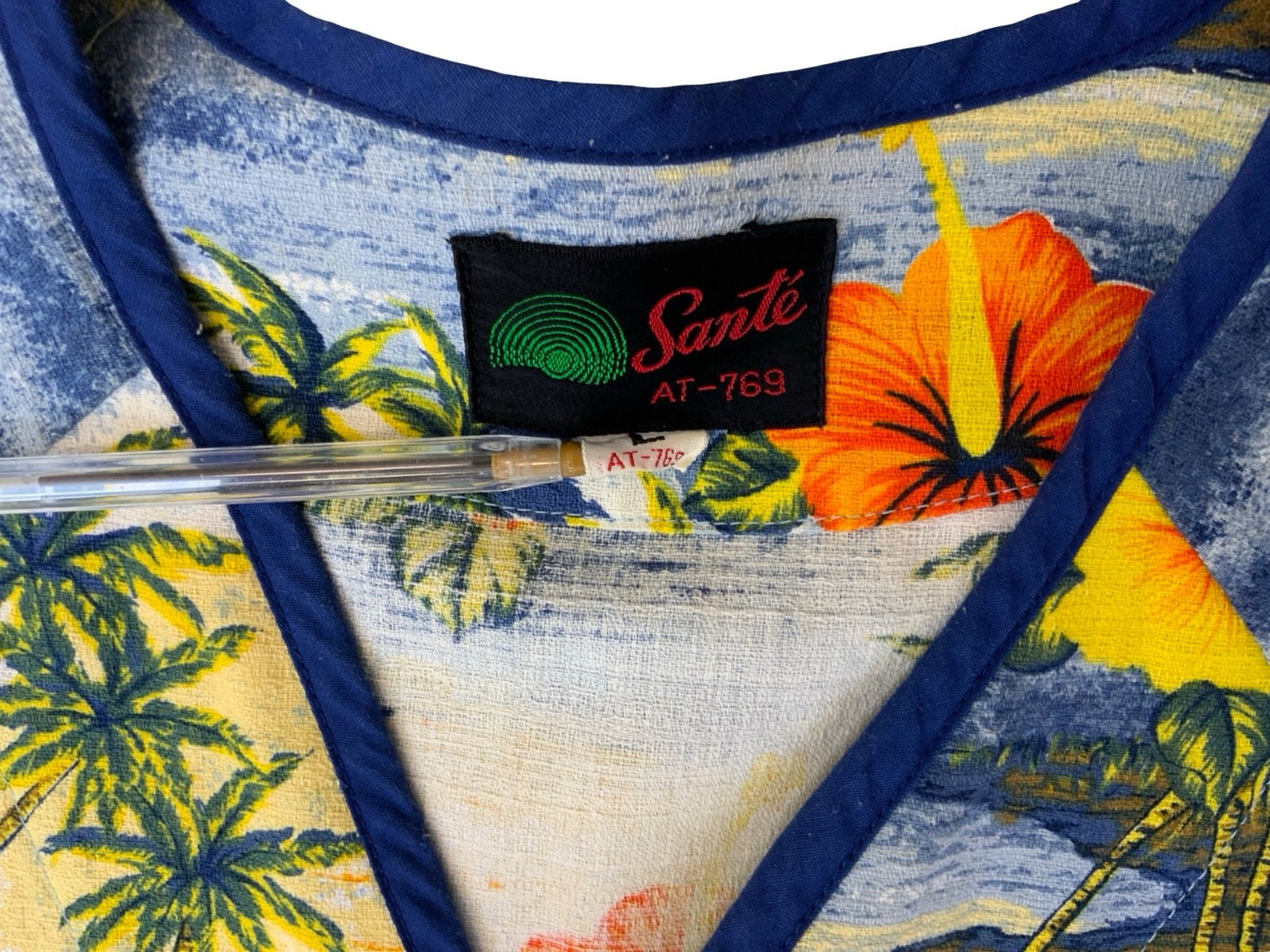 VTG SANTE BARK CLOTH HAWAIIAN MADE ALOHA SHIRT COTTON TIKI ROCKABILLY MEDIUM