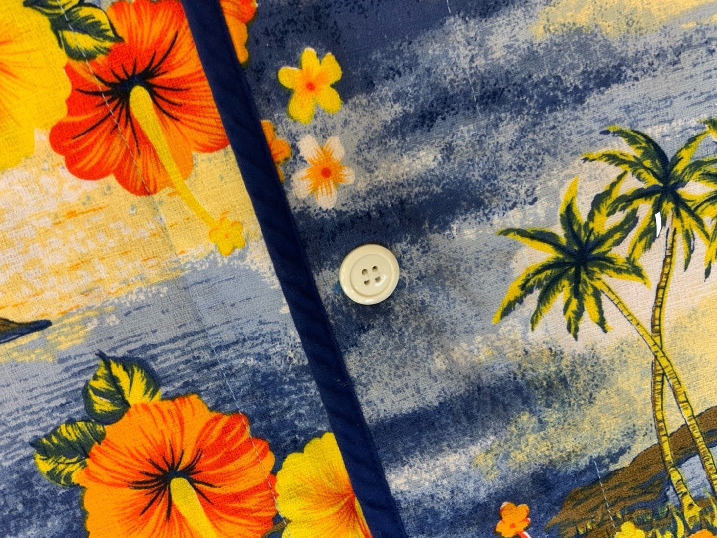 VTG SANTE BARK CLOTH HAWAIIAN MADE ALOHA SHIRT COTTON TIKI ROCKABILLY MEDIUM