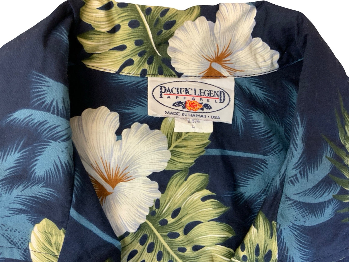 VTG PACIFIC LEGEND HAWAIIAN MADE ALOHA SHIRT COTTON TIKI ROCKABILLY HAWAII LARGE