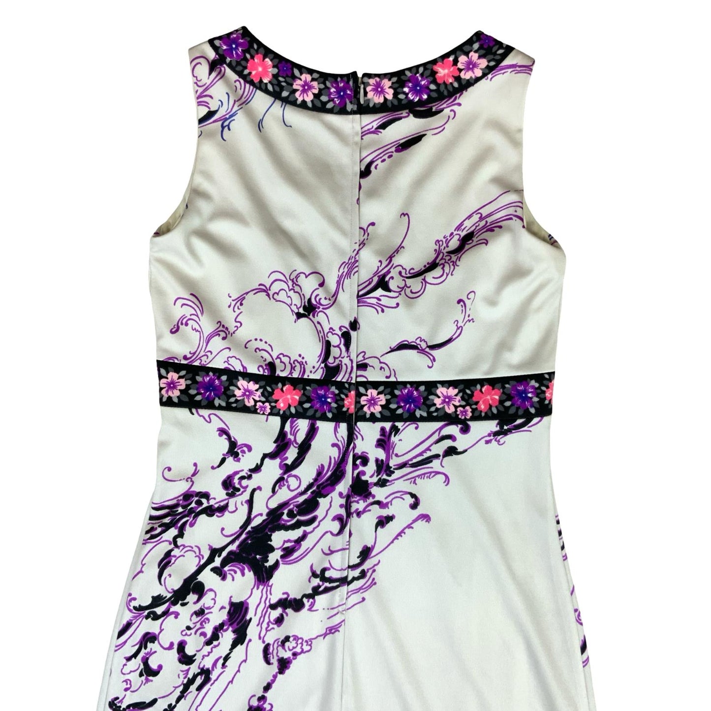 VTG 70s 'VERENA MODELLE' WHITE PINK PURPLE FLORAL FOLK BOHO MAXI DRESS XS 6