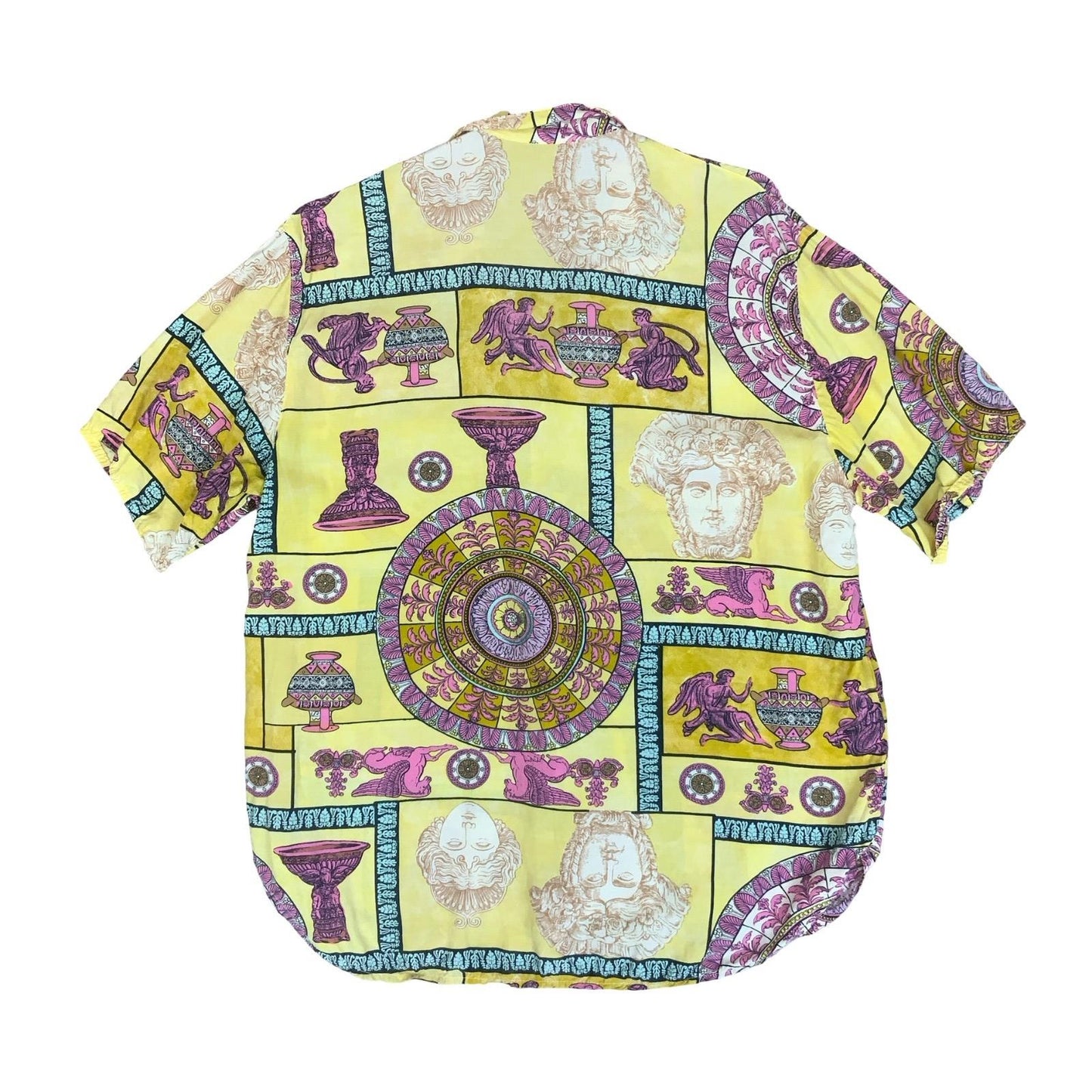 VTG YELLOW PURPLE GRAPHIC ANCIENT GREEK MYTHOLOGY SHORT-SLEEVED SHIRT LARGE 16