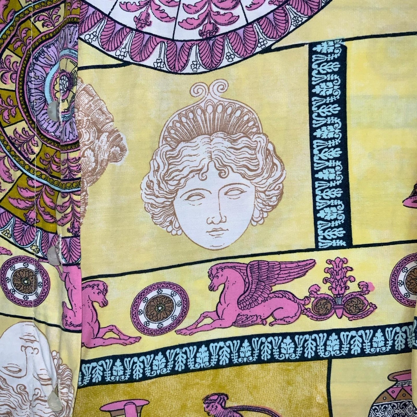 VTG YELLOW PURPLE GRAPHIC ANCIENT GREEK MYTHOLOGY SHORT-SLEEVED SHIRT LARGE 16