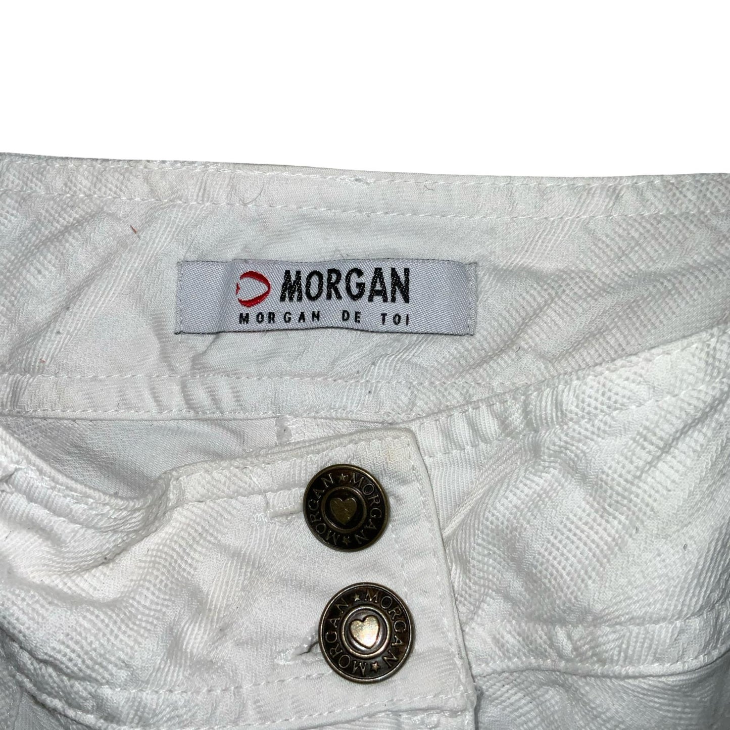 VTG 90s y2k 'MORGAN DE TOI' WHITE MID RISE TEXTURED FLORAL LAYERED MINI SKIRT M