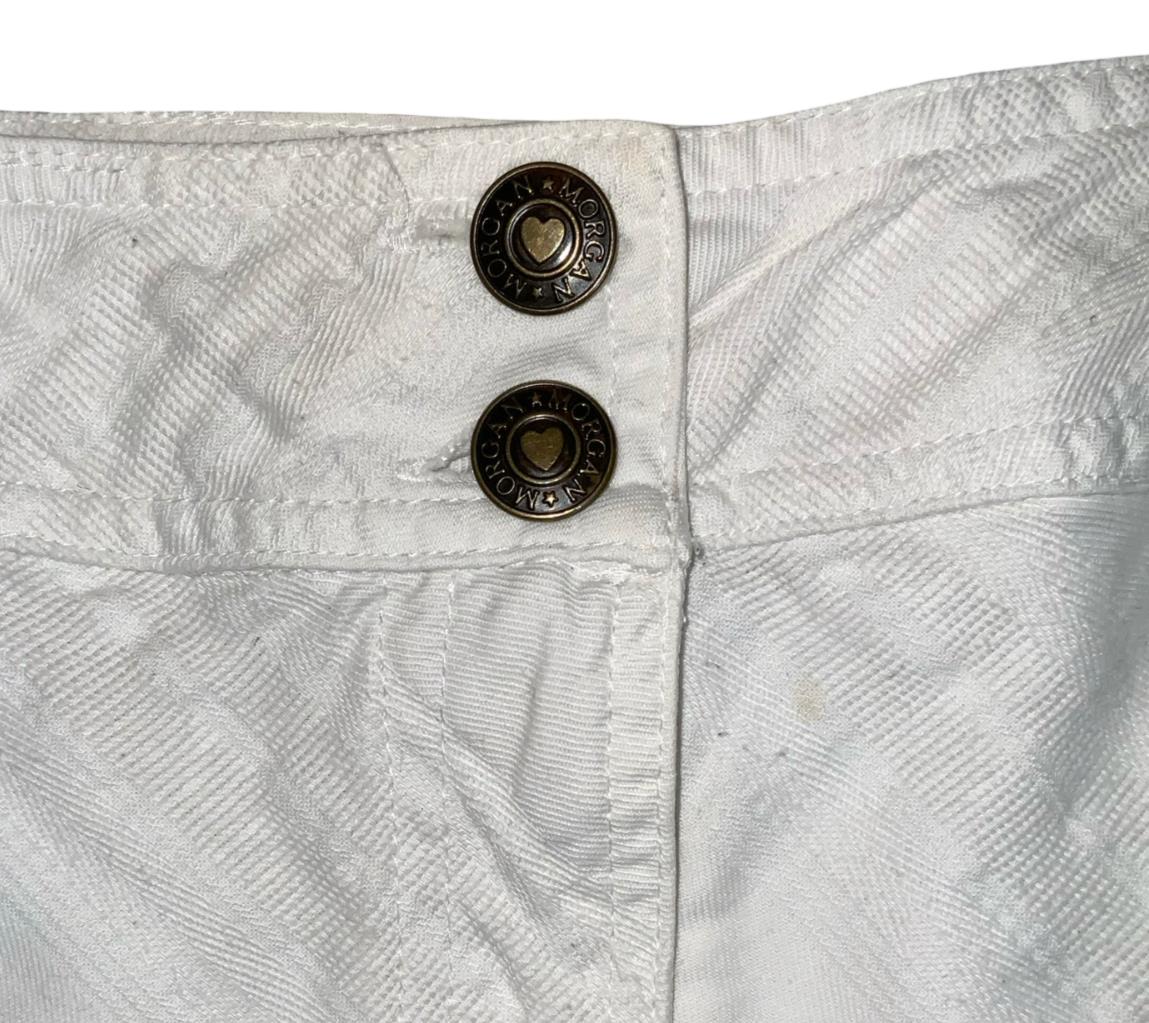 VTG 90s y2k 'MORGAN DE TOI' WHITE MID RISE TEXTURED FLORAL LAYERED MINI SKIRT M