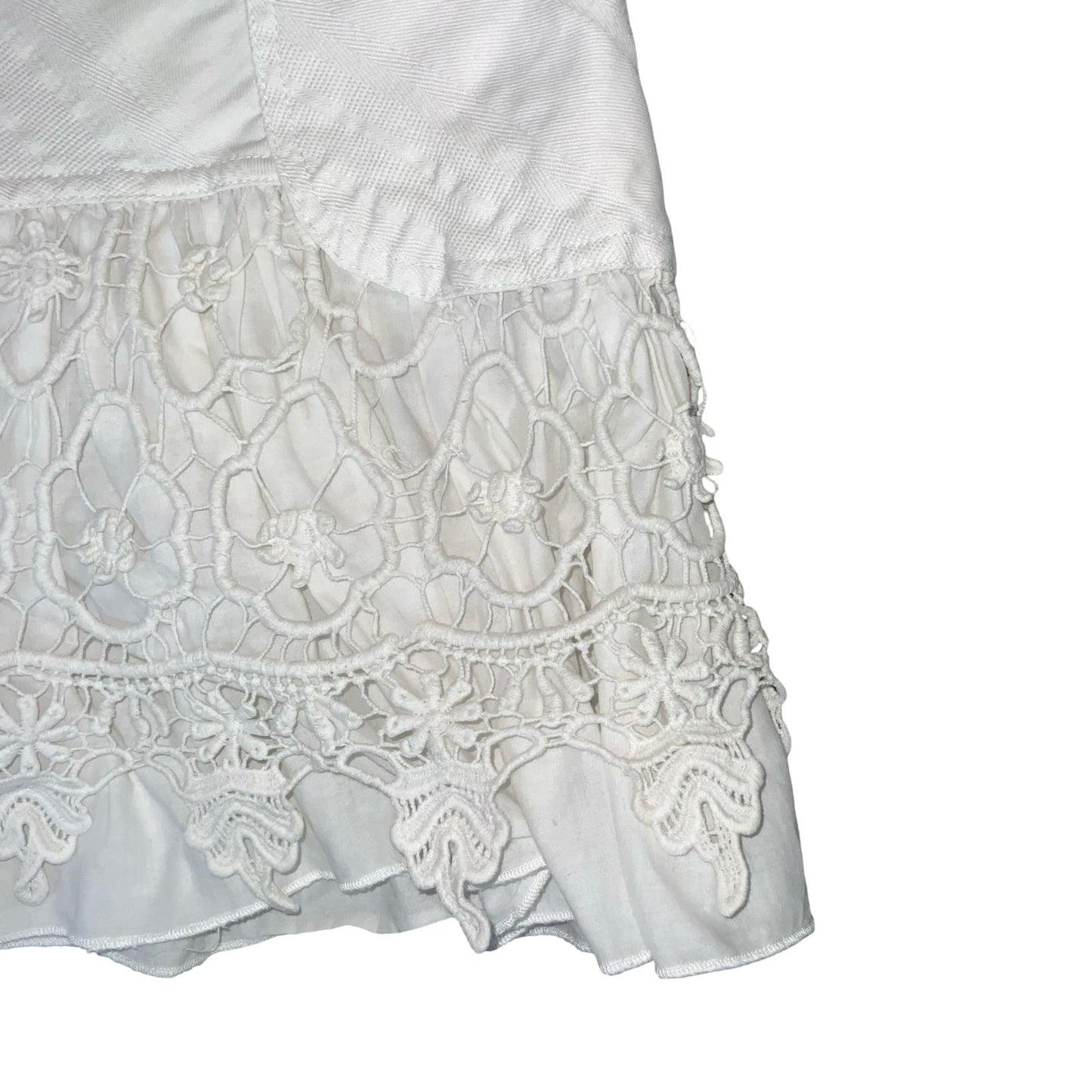 VTG 90s y2k 'MORGAN DE TOI' WHITE MID RISE TEXTURED FLORAL LAYERED MINI SKIRT M