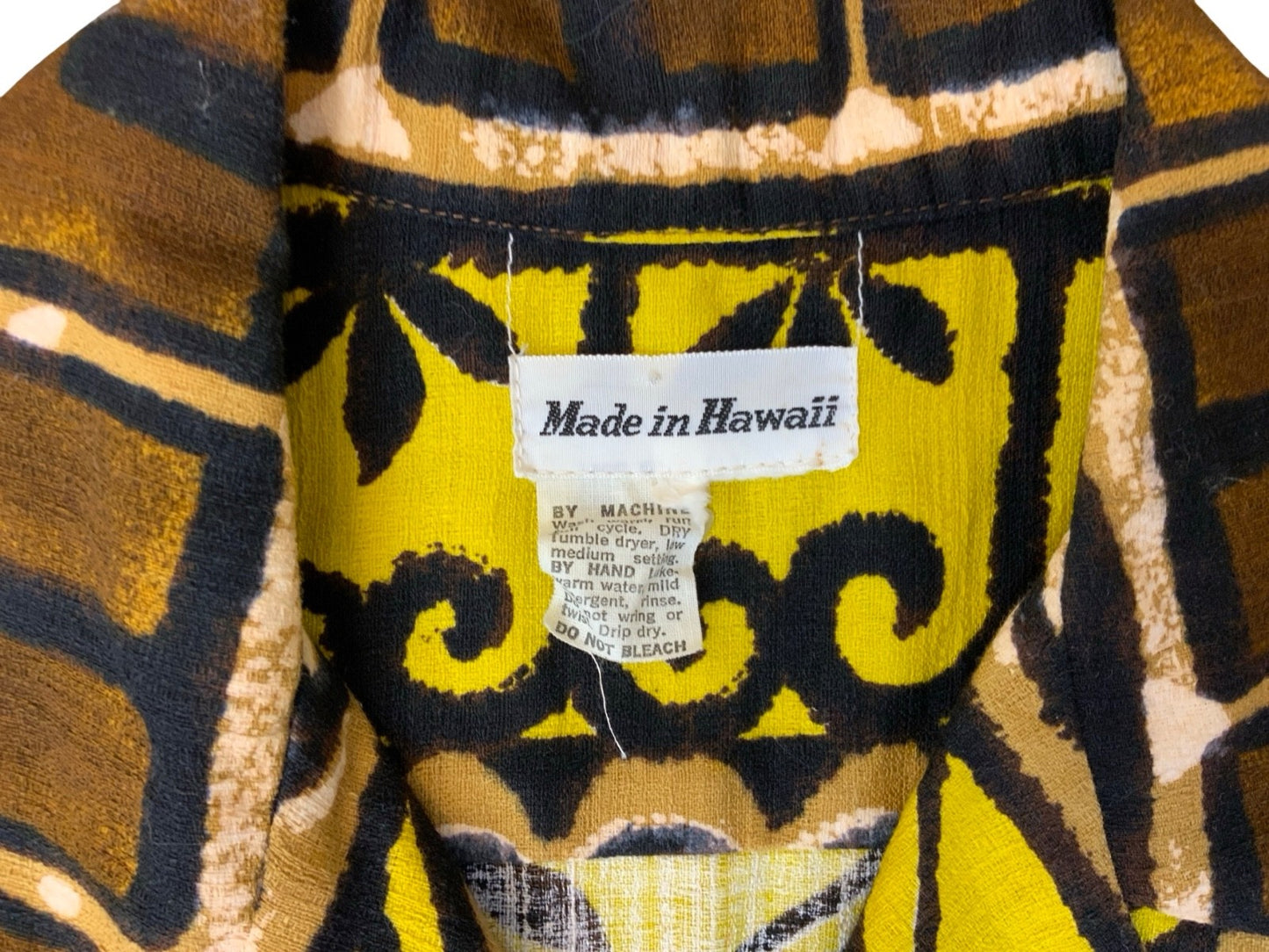 VTG 1960s BARK CLOTH HAWAIIAN MADE ALOHA SHIRT COTTON TIKI ROCKABILLY MEDIUM