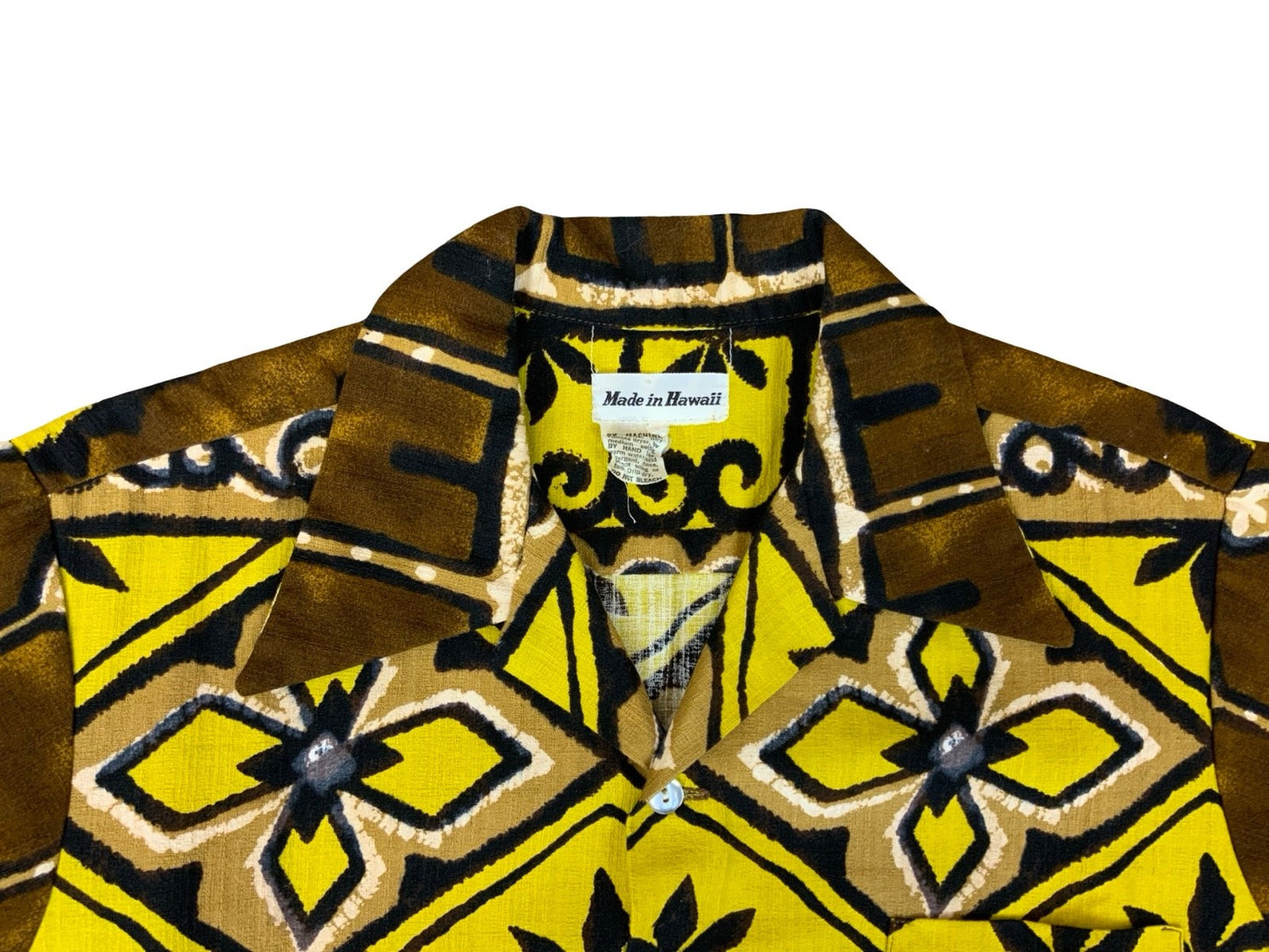 VTG 1960s BARK CLOTH HAWAIIAN MADE ALOHA SHIRT COTTON TIKI ROCKABILLY MEDIUM
