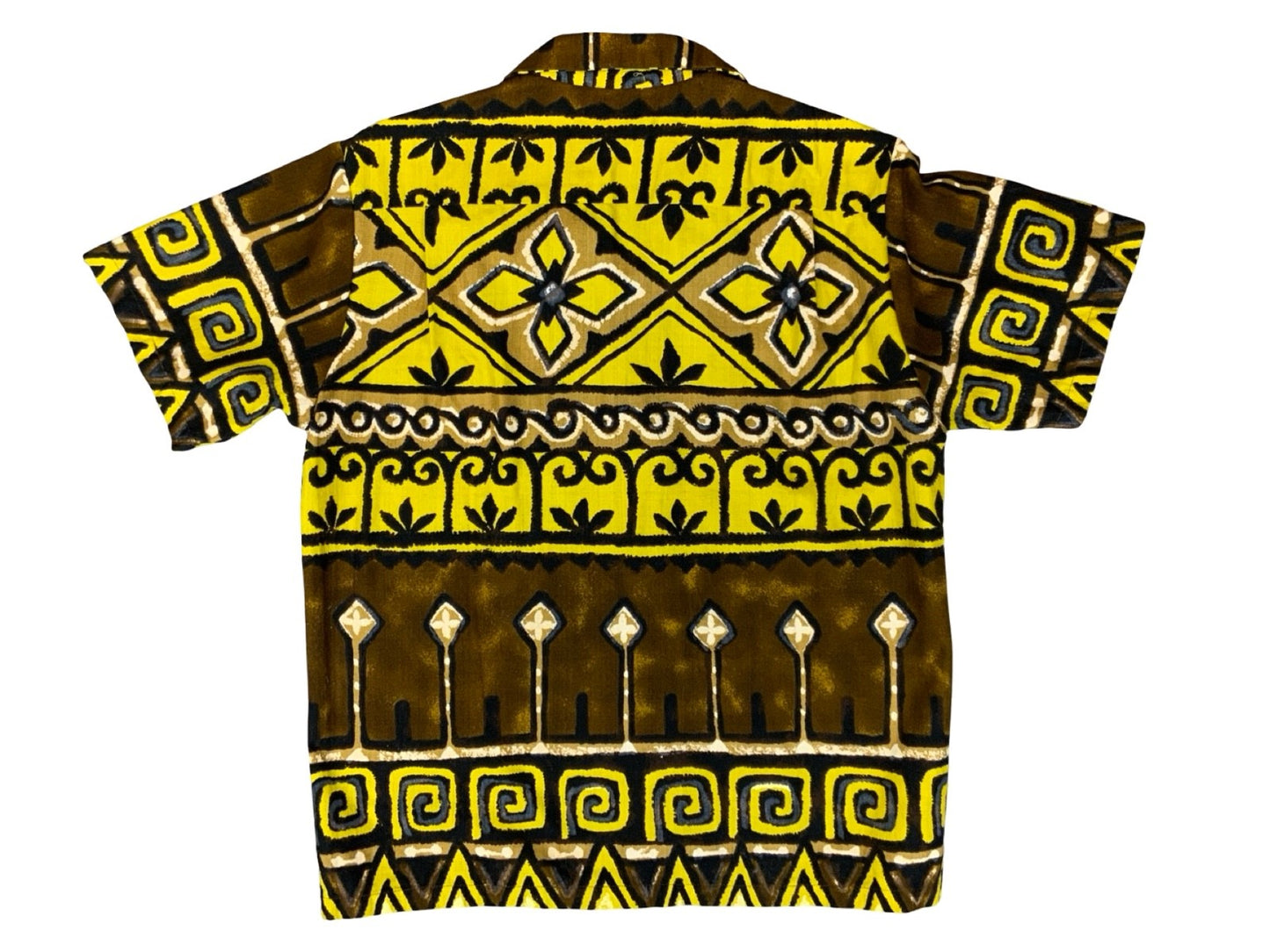 VTG 1960s BARK CLOTH HAWAIIAN MADE ALOHA SHIRT COTTON TIKI ROCKABILLY MEDIUM