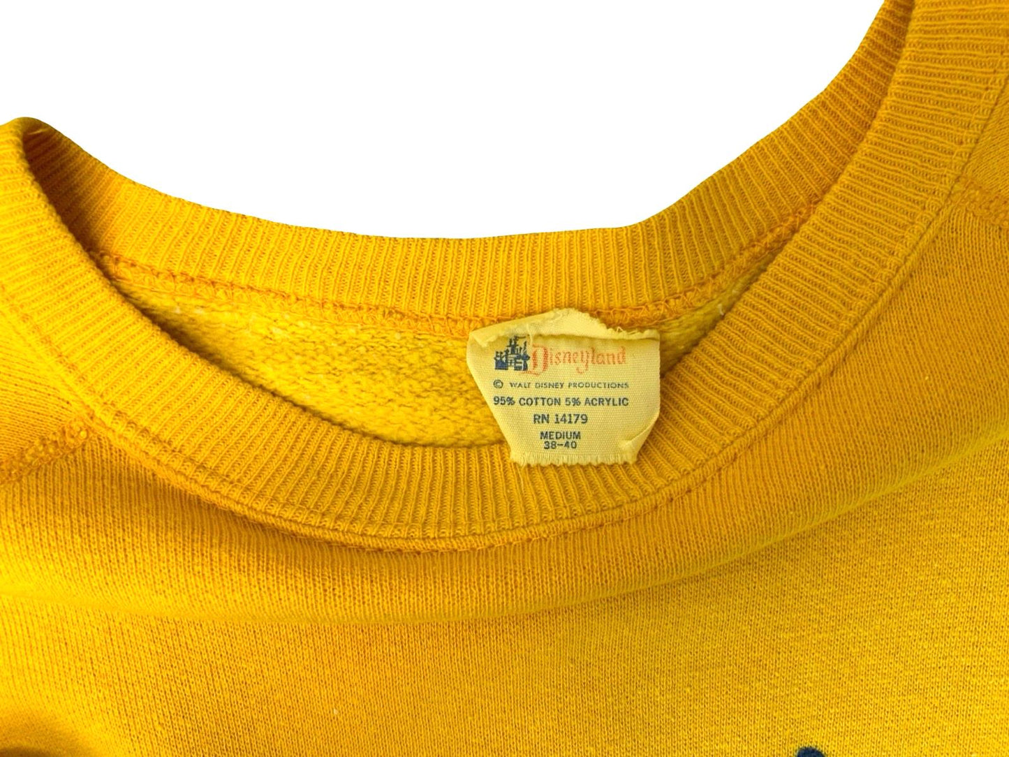 VTG 50s 60s GENUINE USA DISNEYLAND USA SWEATSHIRT REVERSE WEAVE FLOCK LOGO SMALL