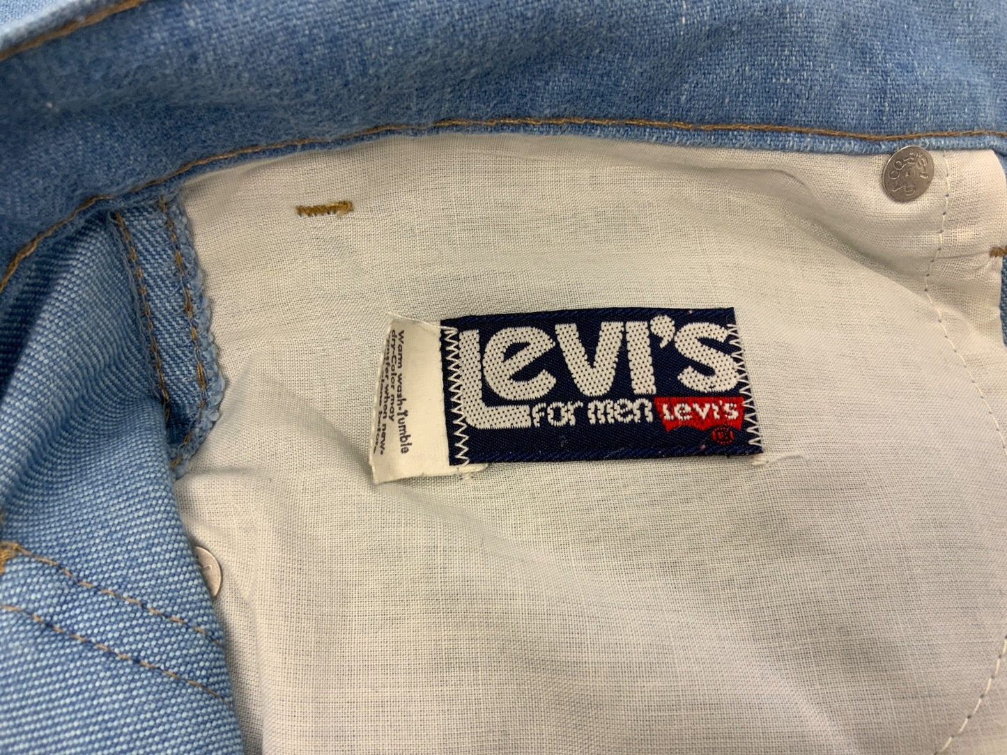 RARE VTG 70s LEVIS FOR MEN ORANGE TAB LIGHT DENIM FLARES JEANS MENS 34” W 31” L