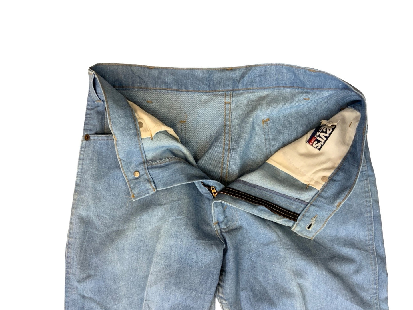 RARE VTG 70s LEVIS FOR MEN ORANGE TAB LIGHT DENIM FLARES JEANS MENS 34” W 31” L