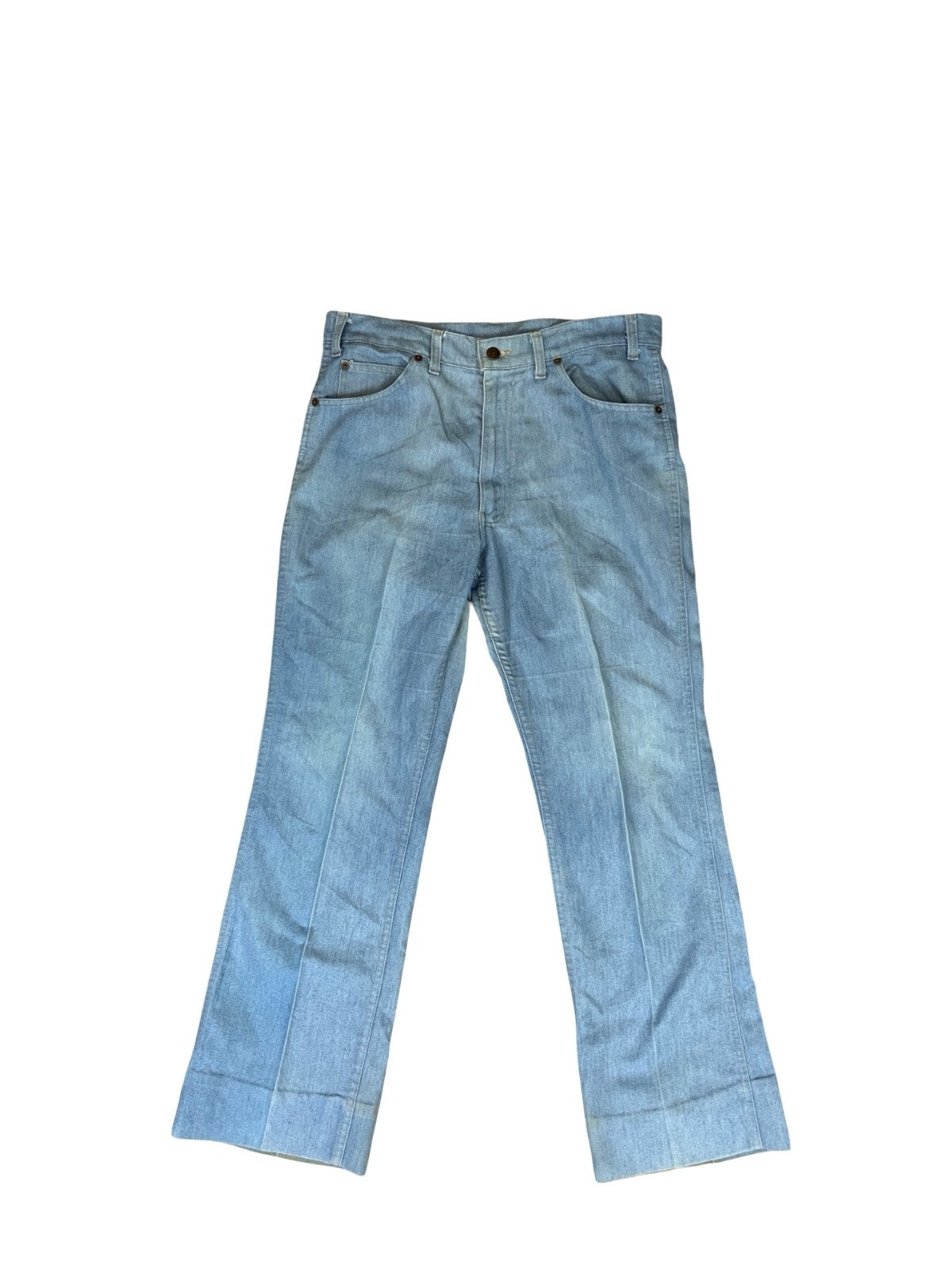 RARE VTG 70s LEVIS FOR MEN ORANGE TAB LIGHT DENIM FLARES JEANS MENS 34” W 31” L