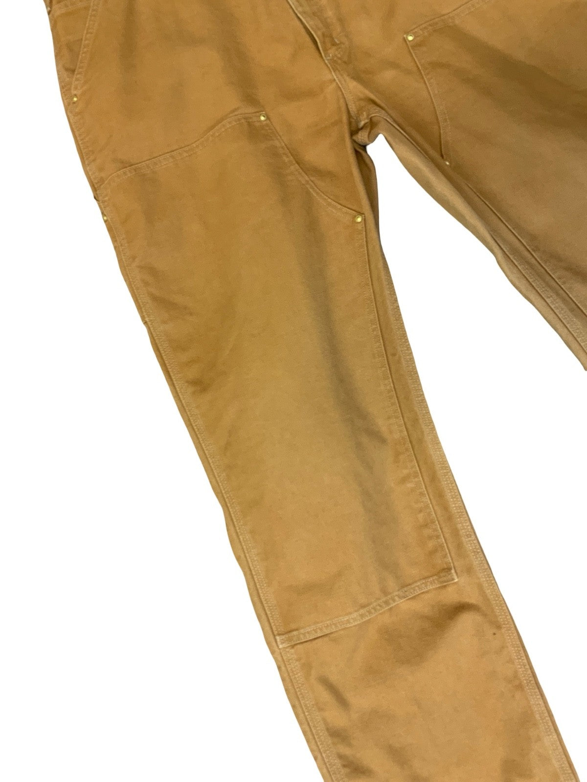 VTG USA CARHARTT DOUBLE KNEE DUCK CANVAS TAN WORKWEAR TROUSERS VGC W42” L32”