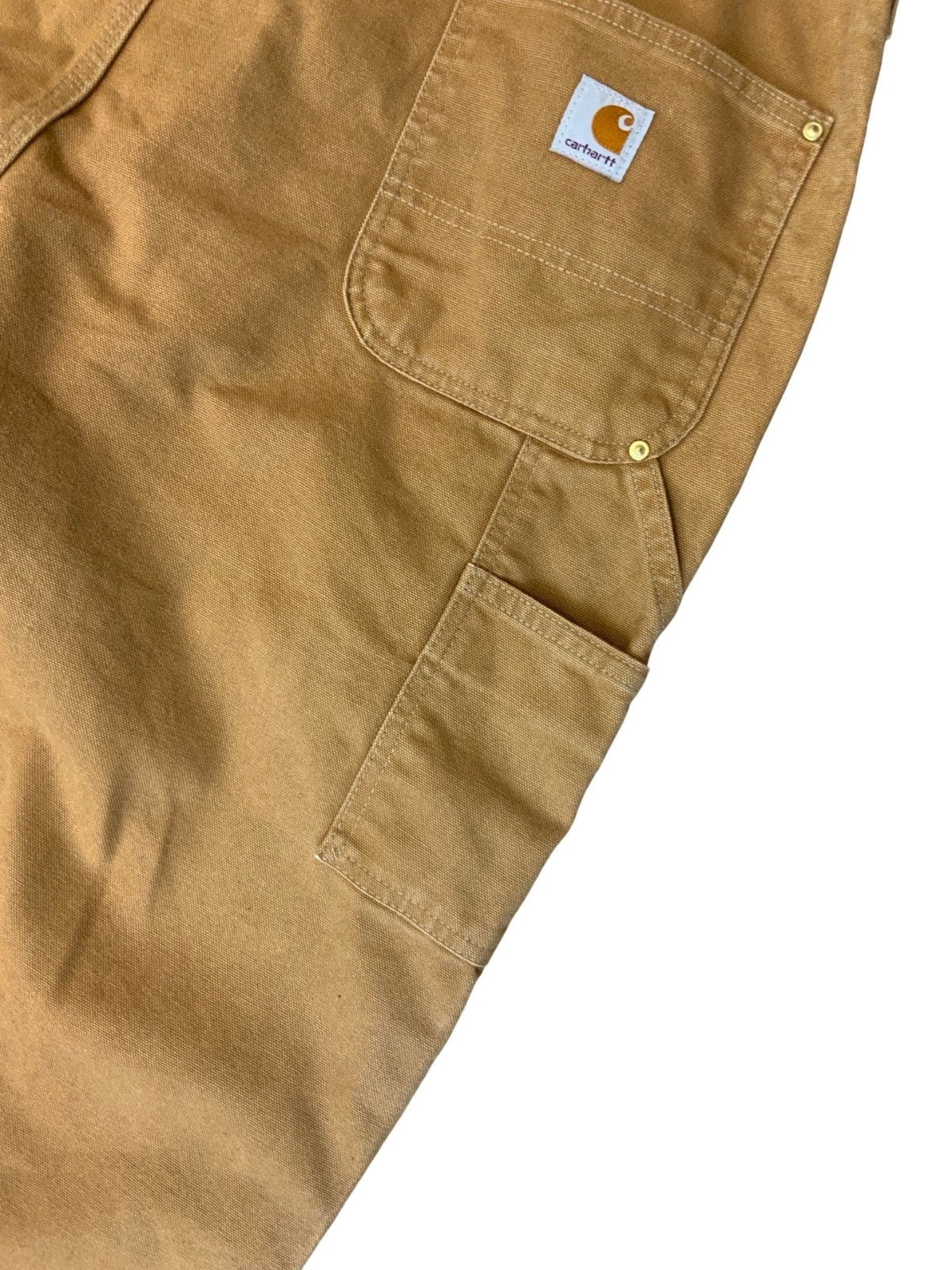 VTG USA CARHARTT DOUBLE KNEE DUCK CANVAS TAN WORKWEAR TROUSERS VGC W42” L32”