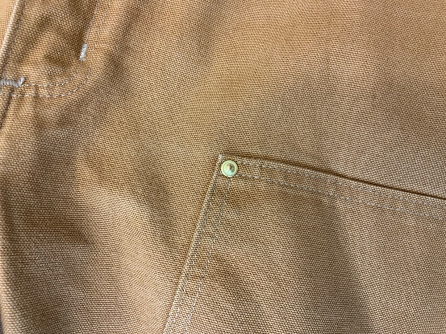 VTG USA CARHARTT DOUBLE KNEE DUCK CANVAS TAN WORKWEAR TROUSERS VGC W42” L32”