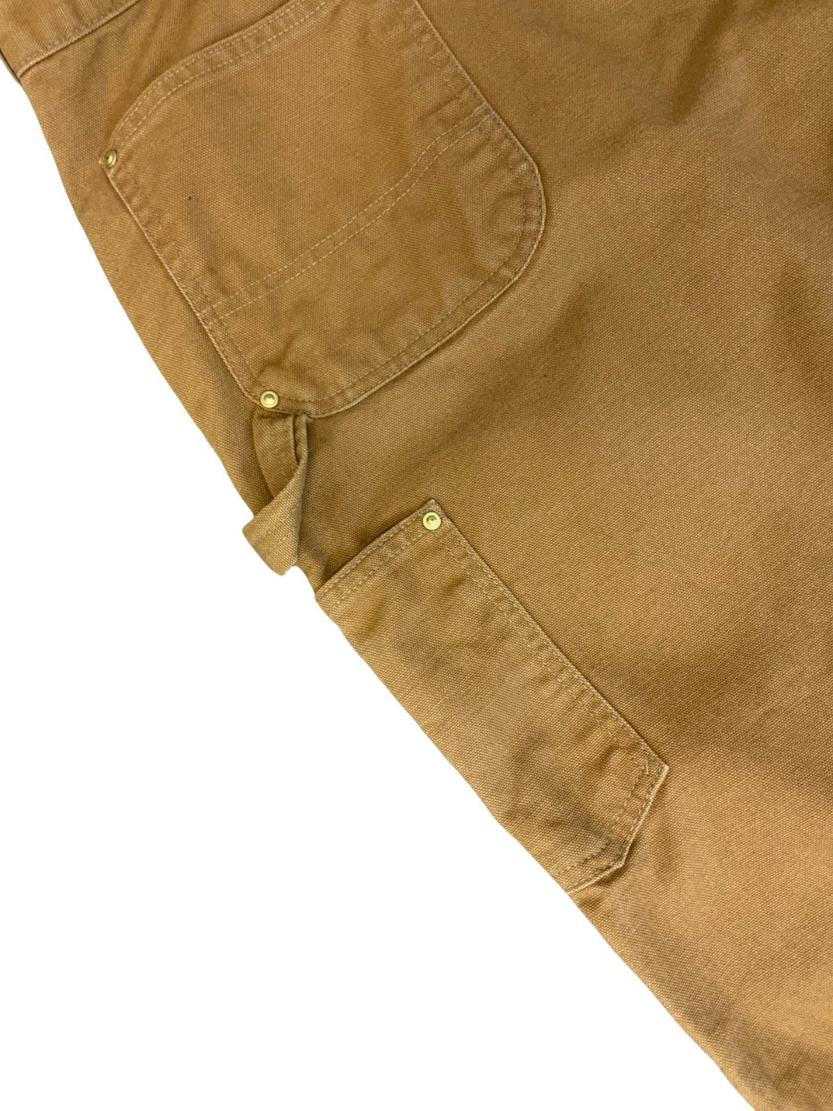 VTG USA CARHARTT DOUBLE KNEE DUCK CANVAS TAN WORKWEAR TROUSERS VGC W42” L32”