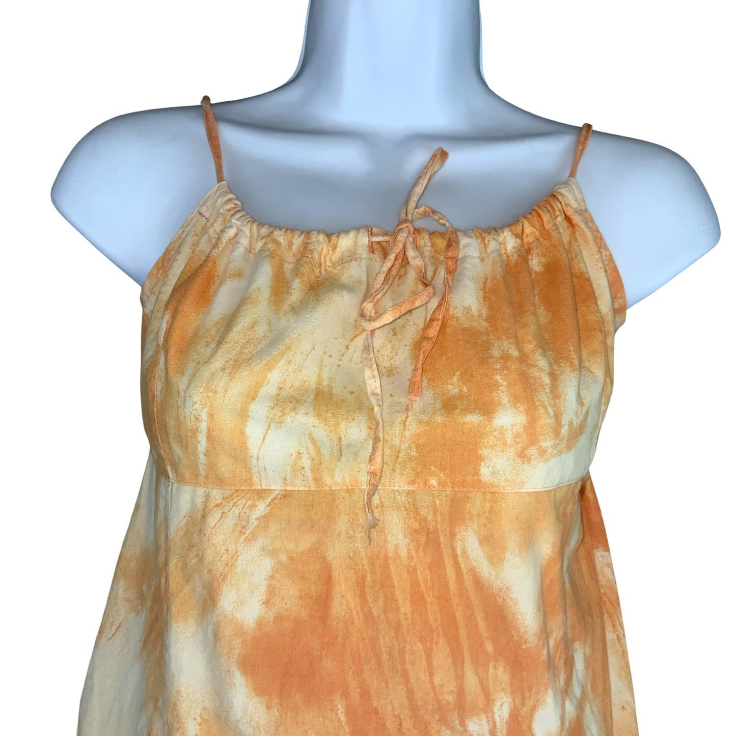 VTG 90s 'MISS SIXTY' ORANGE TIE DYE SLEEVELESS TUNIC BEACH SUMMER DRESS S 8 10
