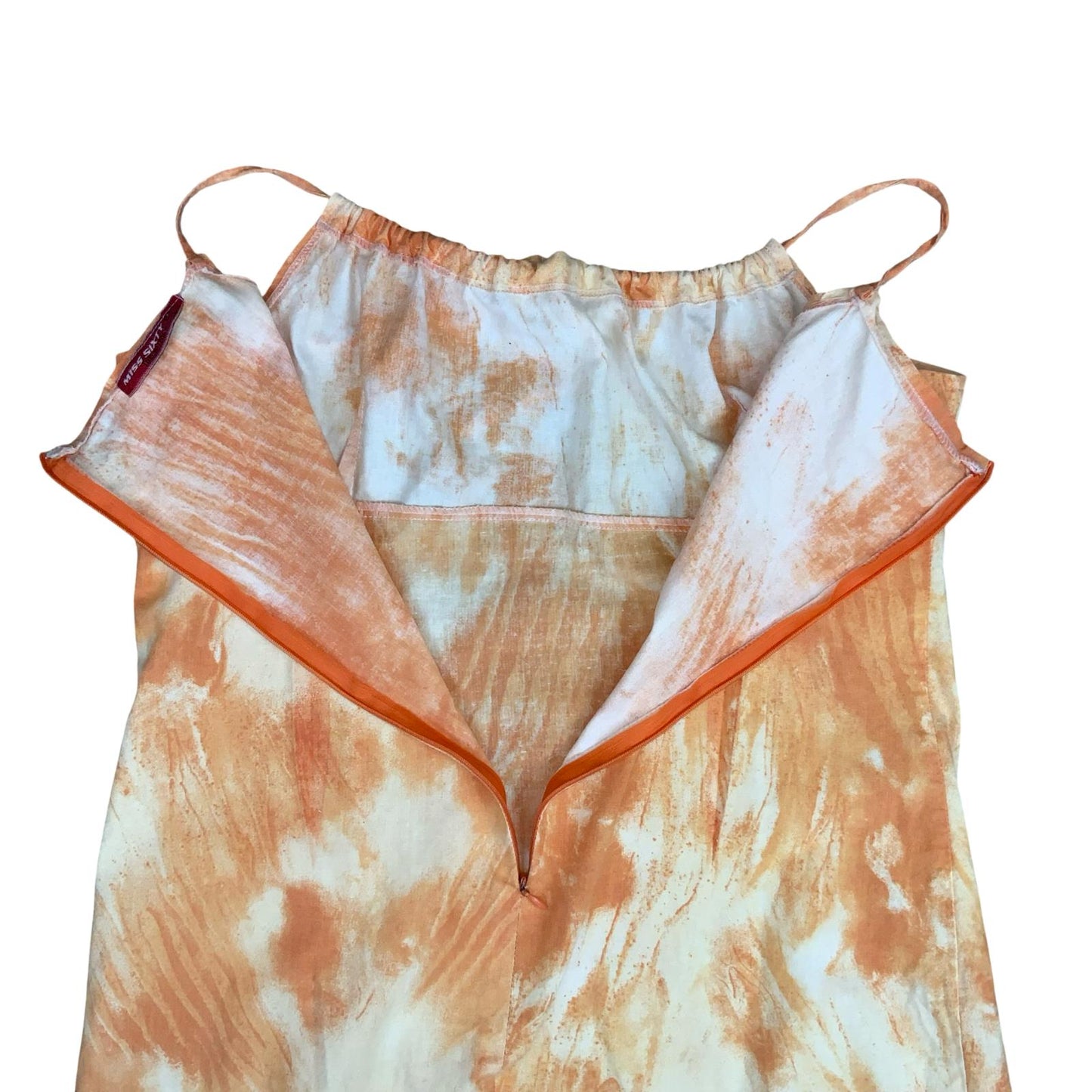 VTG 90s 'MISS SIXTY' ORANGE TIE DYE SLEEVELESS TUNIC BEACH SUMMER DRESS S 8 10