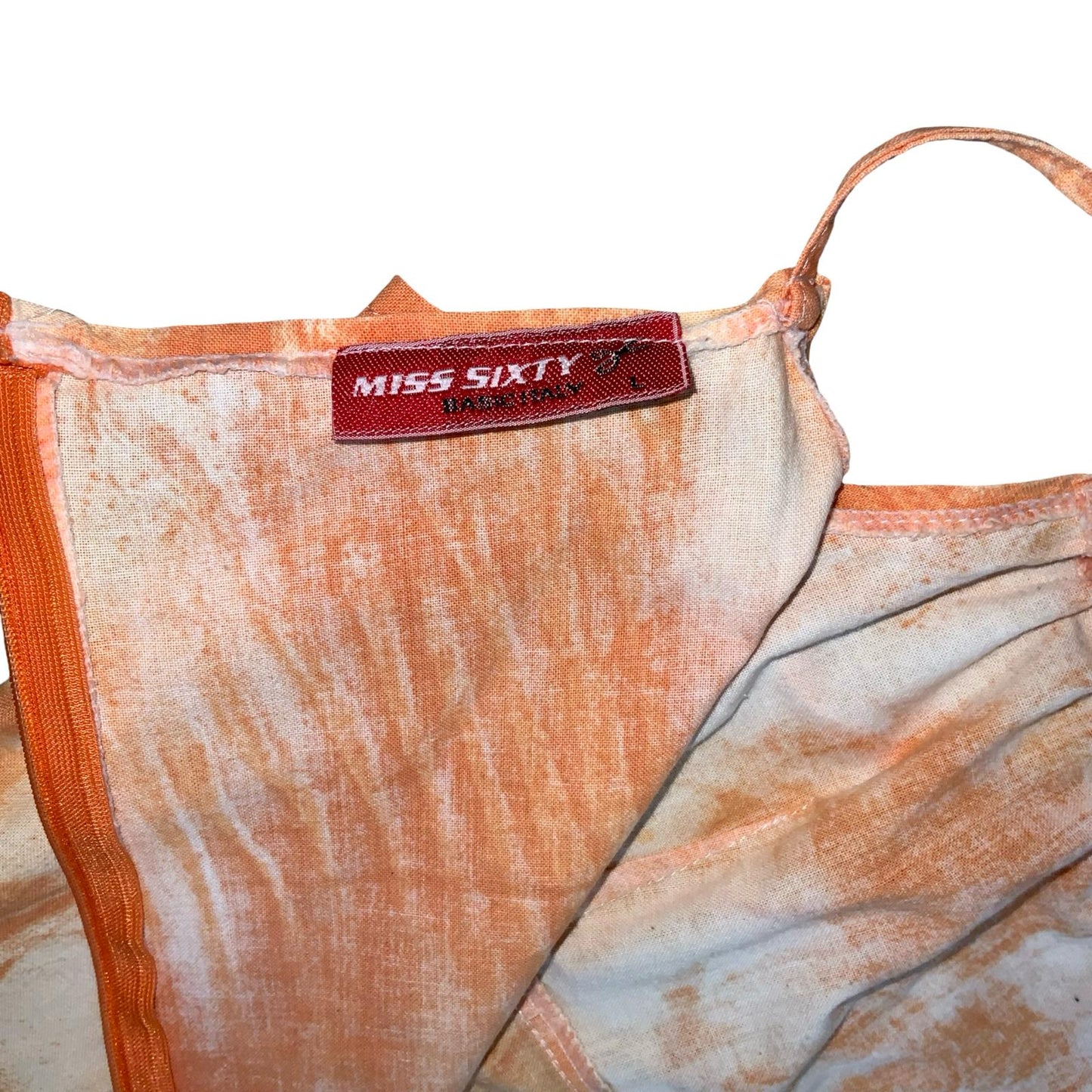 VTG 90s 'MISS SIXTY' ORANGE TIE DYE SLEEVELESS TUNIC BEACH SUMMER DRESS S 8 10