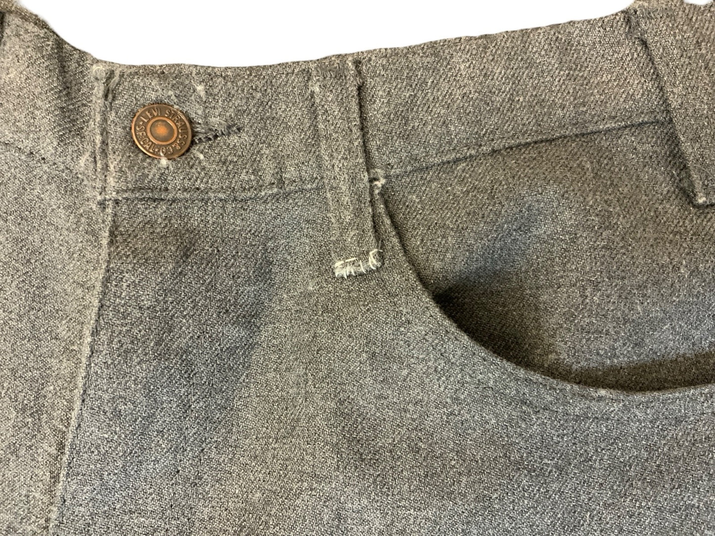 VTG 70s USA MADE LEVIS POLYESTER BOOTCUT SLACKS TROUSERS BLACK/GOLD TAB W33 L30