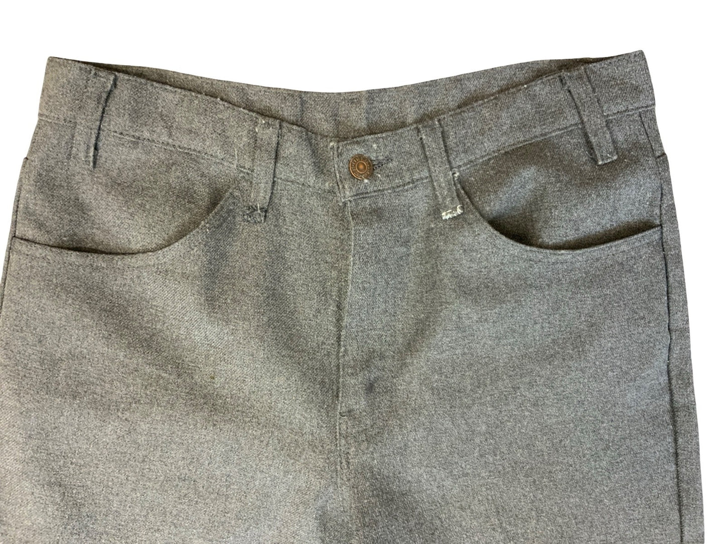 VTG 70s USA MADE LEVIS POLYESTER BOOTCUT SLACKS TROUSERS BLACK/GOLD TAB W33 L30