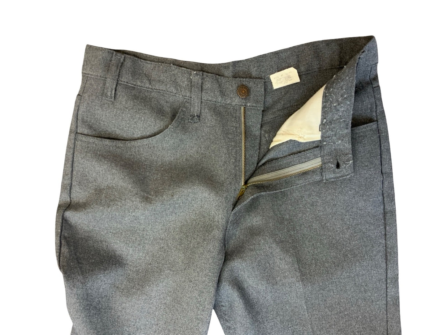VTG 70s USA MADE LEVIS POLYESTER BOOTCUT SLACKS TROUSERS BLACK/GOLD TAB W33 L30