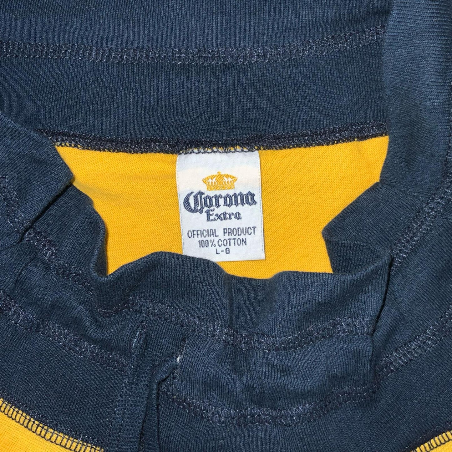VTG 90s y2k 'CORONA EXTRA' HIGH-WAIST MINI YELLOW BLUE BEACH COTTON SKIRT S 8