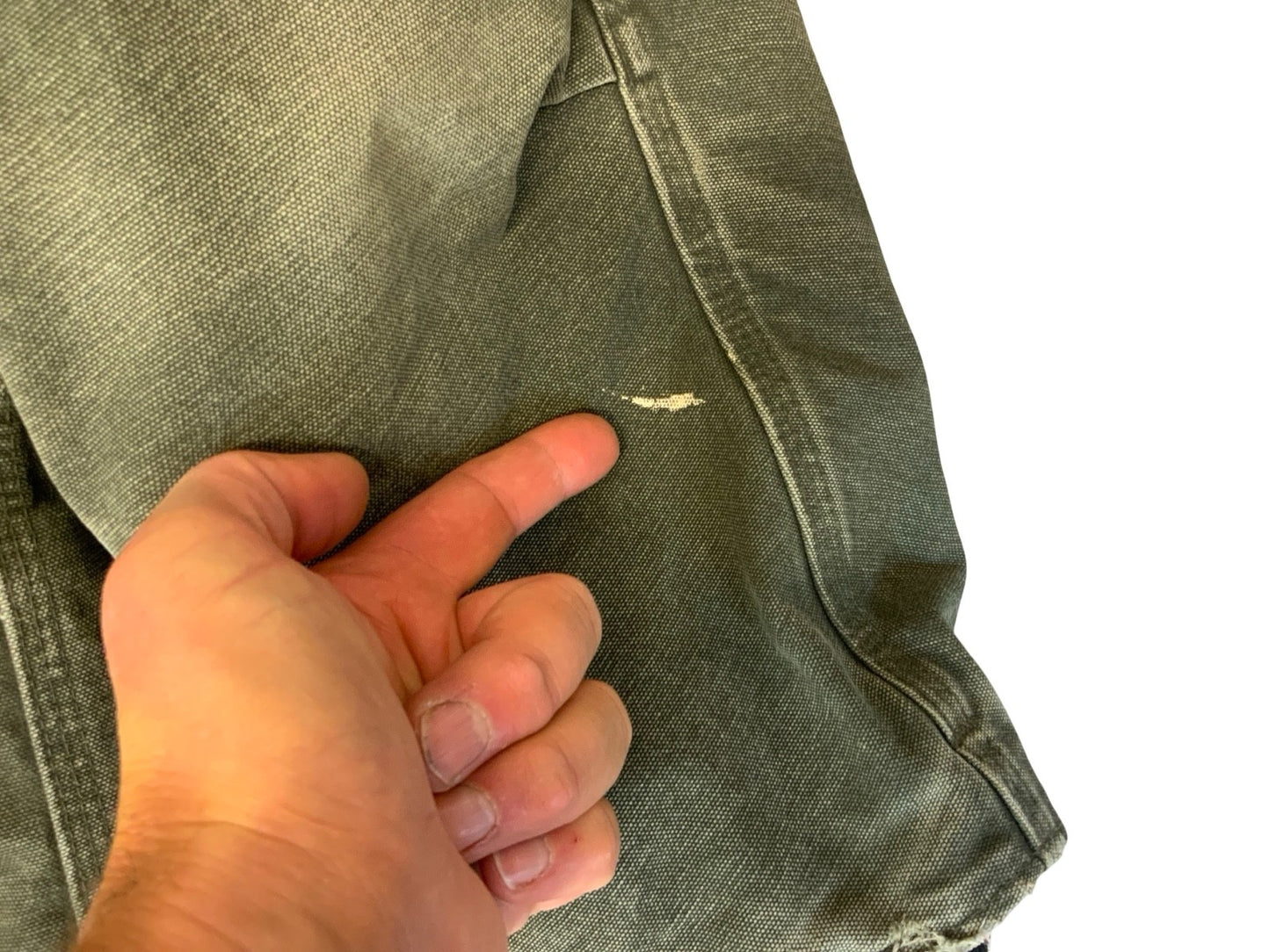 VTG CARHARTT DISTRESSED HEAVY DUCK CANVAS WORKWEAR JACKET GREEN XL