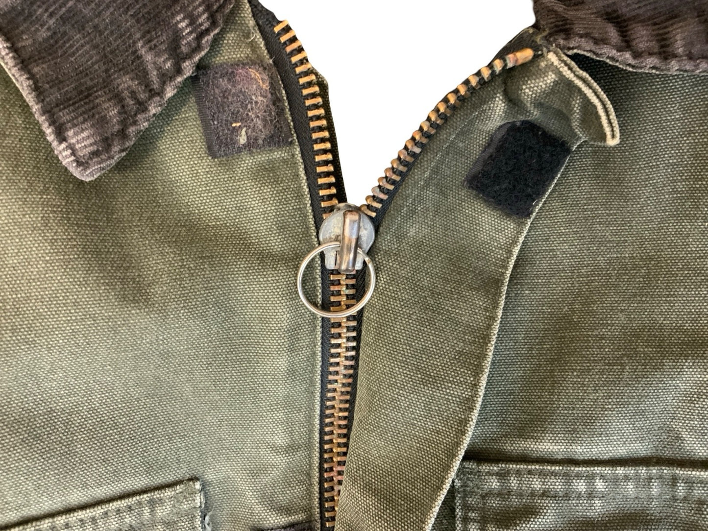 VTG CARHARTT DISTRESSED HEAVY DUCK CANVAS WORKWEAR JACKET GREEN XL