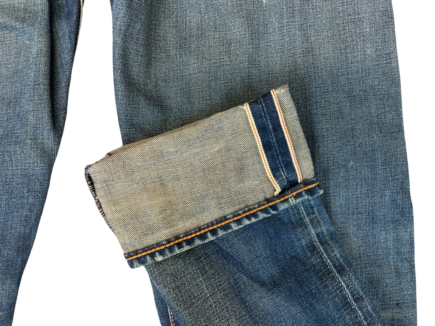 LEVIS 508 REDLINE SELVEDGE MENS RED TAB RAW DENIM JEANS ROCKABILLY 34” W 31” L