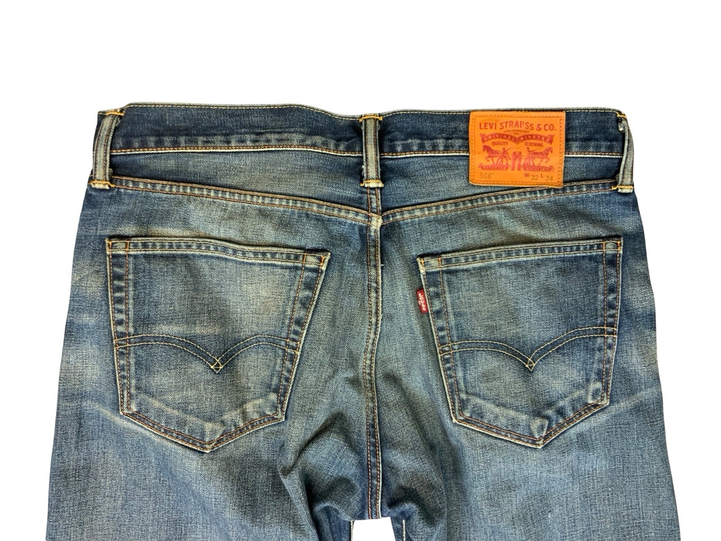 LEVIS 508 REDLINE SELVEDGE MENS RED TAB RAW DENIM JEANS ROCKABILLY 34” W 31” L