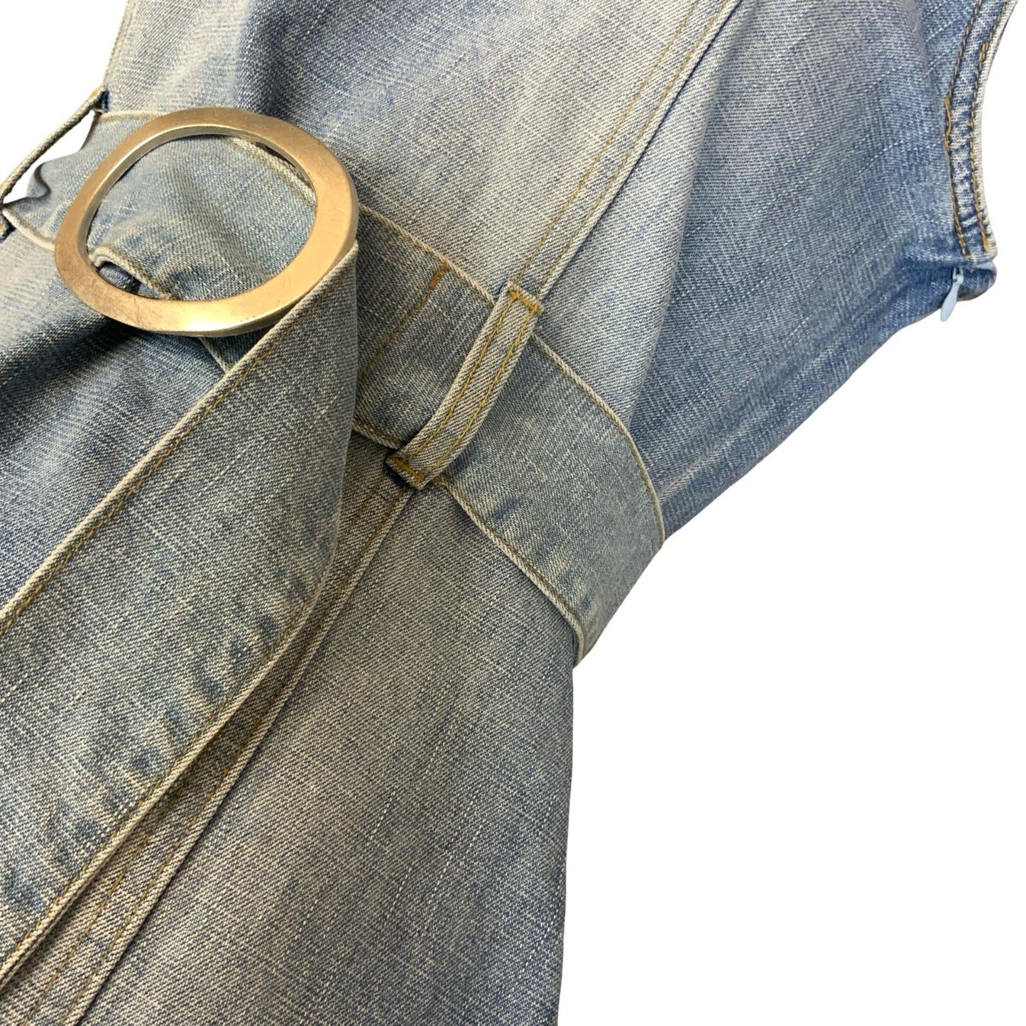 VTG 90s y2k 'ONE ONE' BLUE STONE WASH DENIM COLLARED MINI MOD GOGO DRESS XS 6