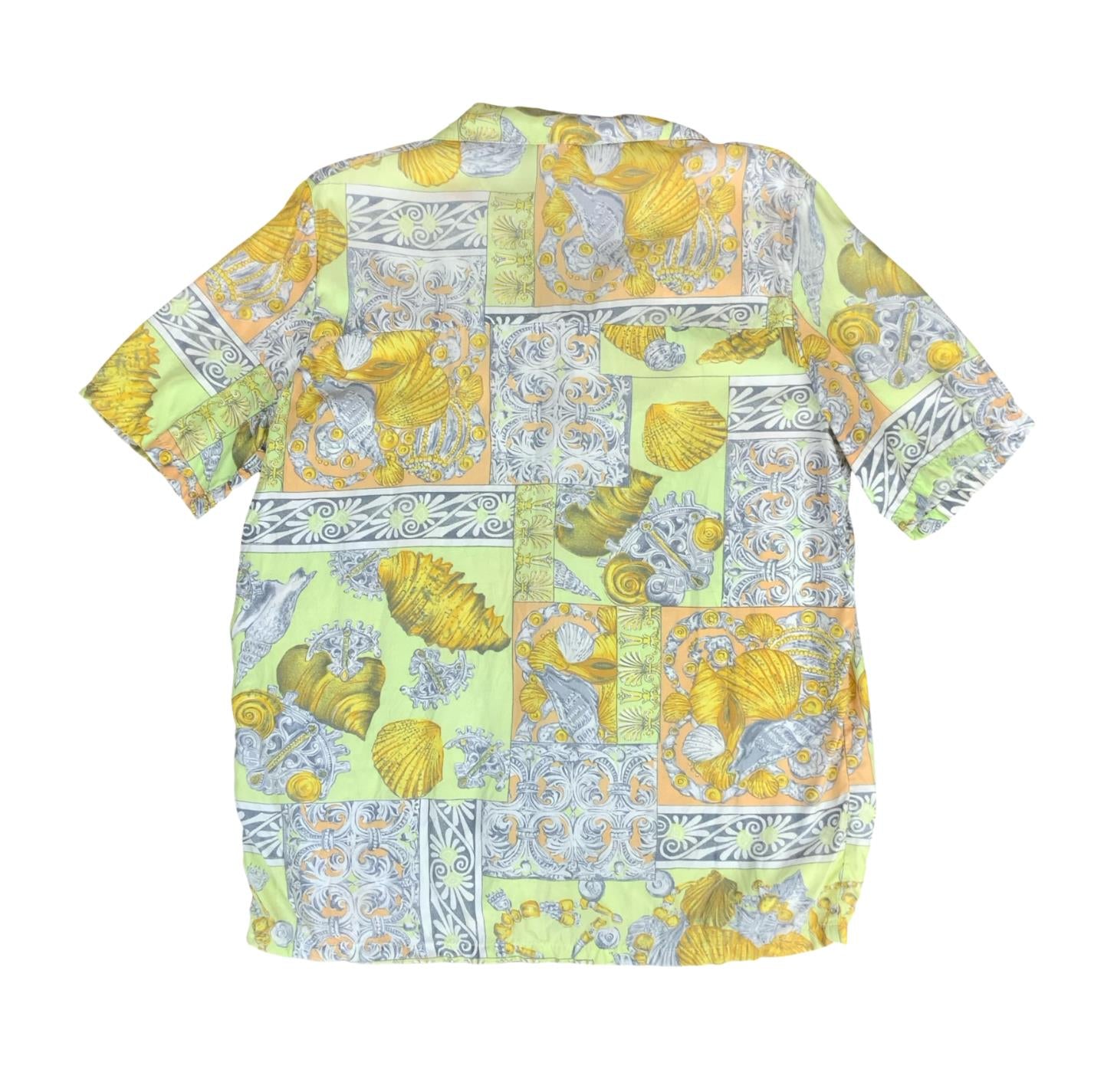 VTG 90s 'ROMEO & GIULIETTA" GREEN YELLOW SEASIDE SUMMER HOLIDAY BLOUSE L 16