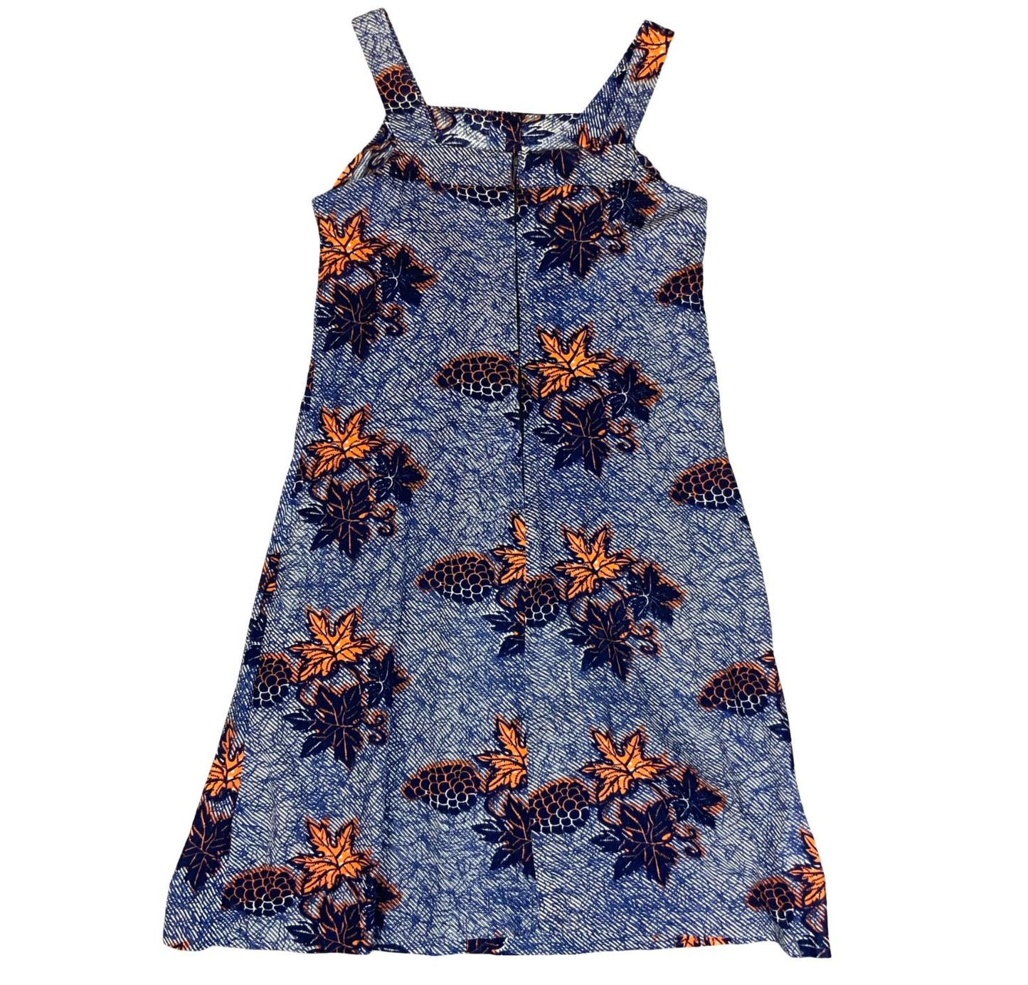 VTG BLUE WHITE ORANGE GRAPE SLEEVELESS MINI SUMMER BEACH HOLIDAY DRESS S 8