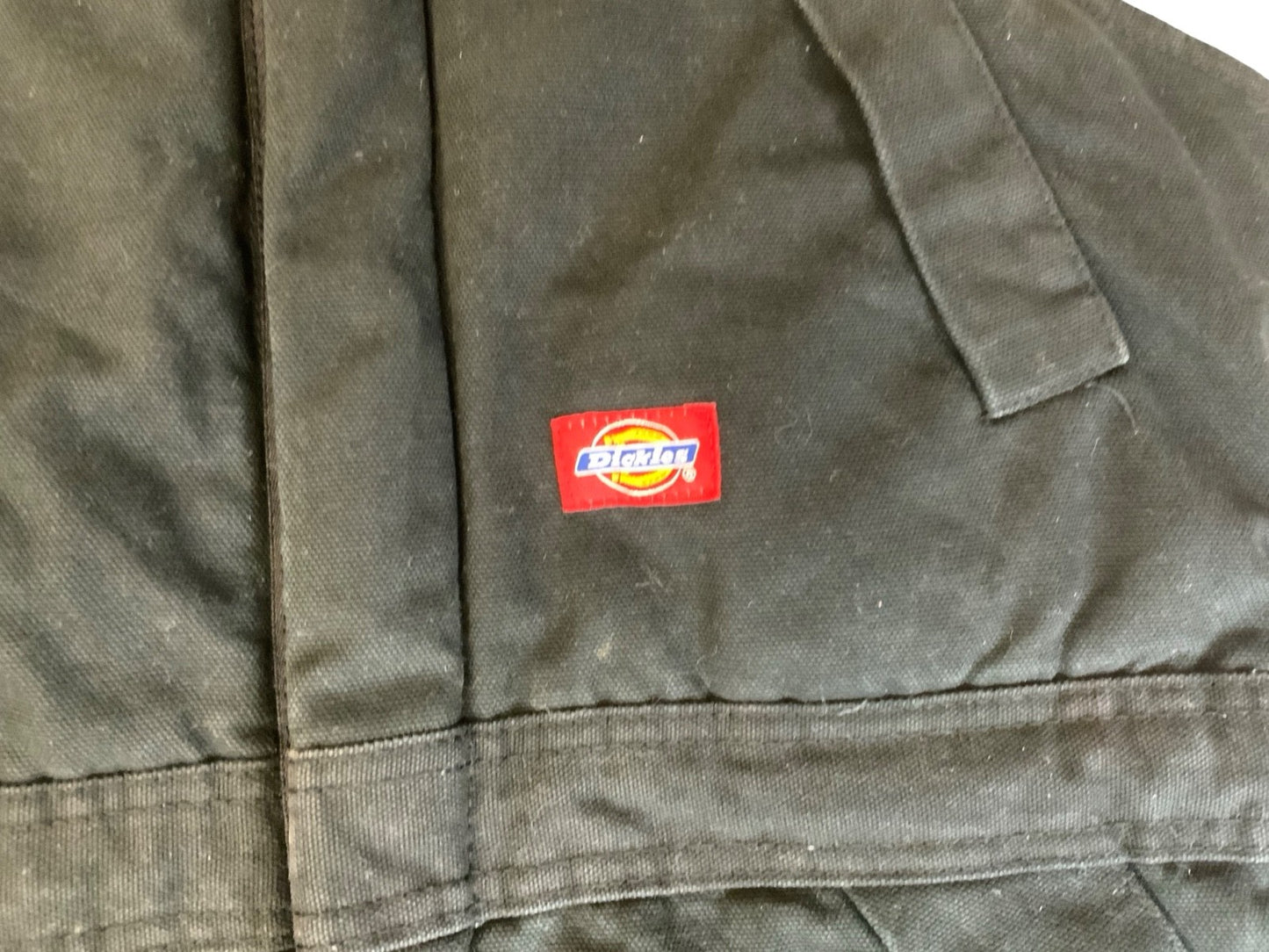 DICKIES HEAVY DUCK CANVAS QUILT LINED BLACK WORKWEAR DUNGAREES LARGE REG