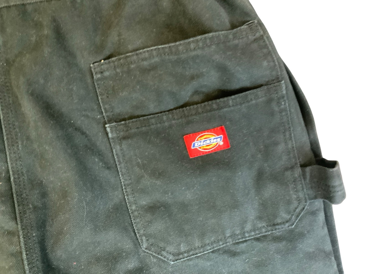 DICKIES HEAVY DUCK CANVAS QUILT LINED BLACK WORKWEAR DUNGAREES LARGE REG