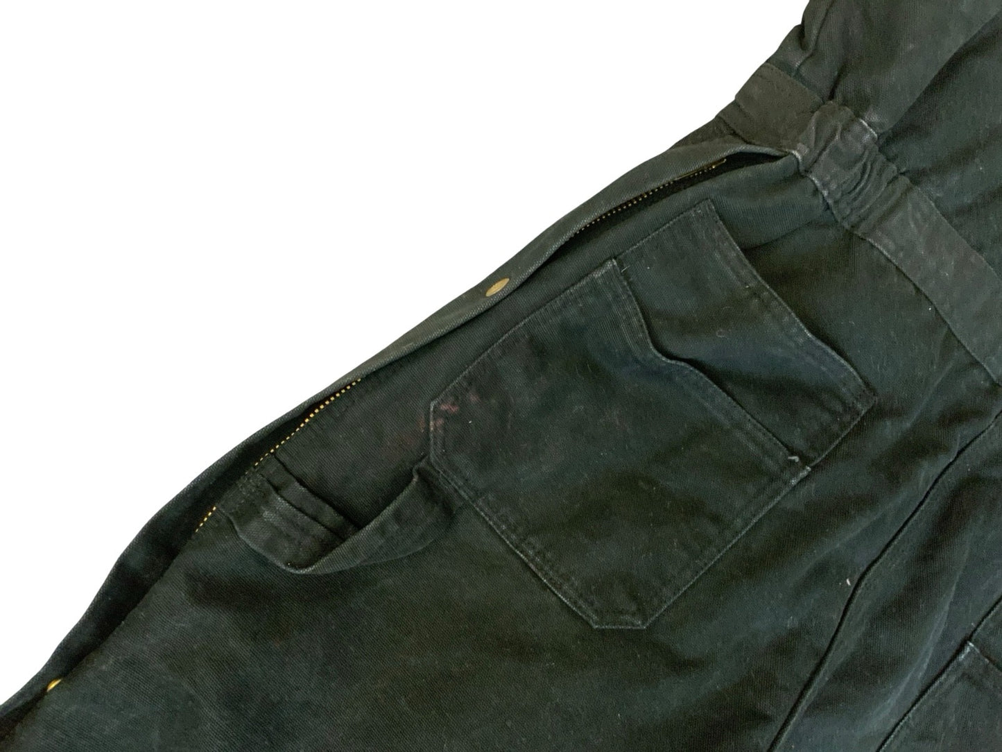 DICKIES HEAVY DUCK CANVAS QUILT LINED BLACK WORKWEAR DUNGAREES LARGE REG