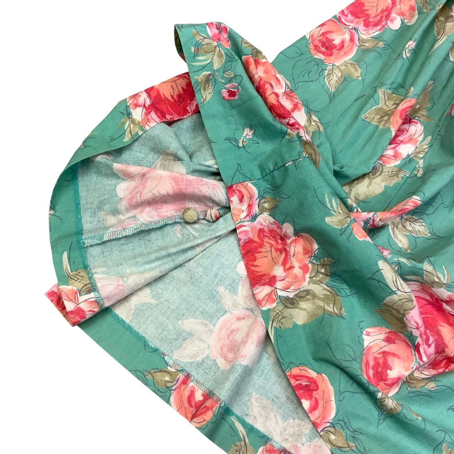 VTG 80s does 50s 'LAURA ASHLEY' BLUE RED FLORAL DROP-WAIST A-LINE MIDI DRESS S 8